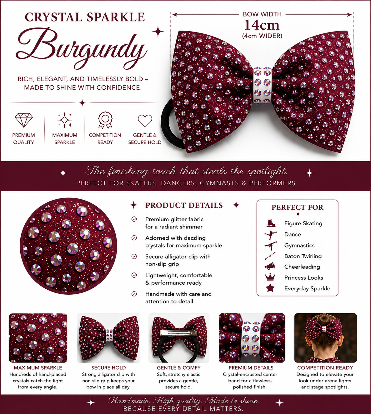 14 inch sparkle/ rhinestone bow