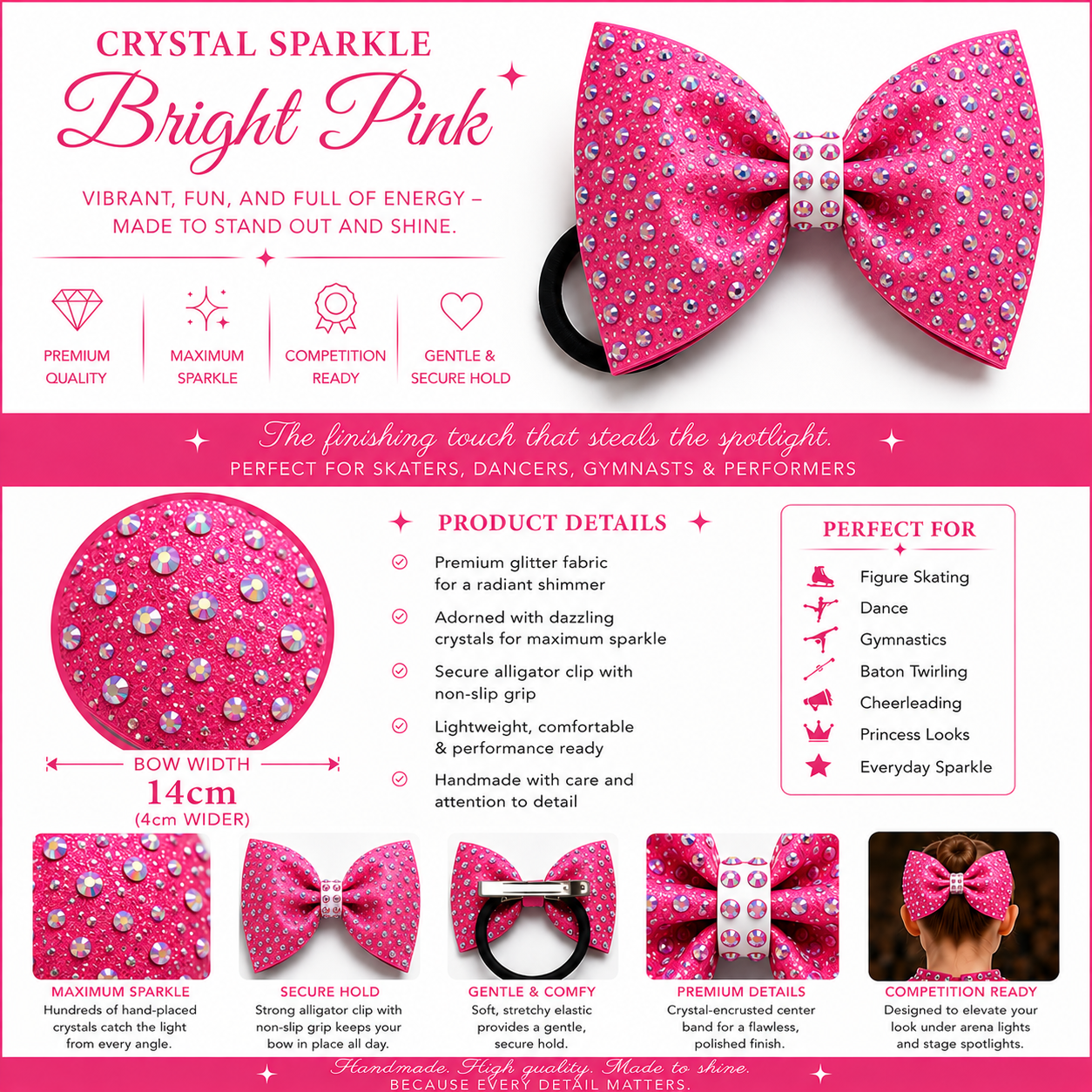 14 inch sparkle/ rhinestone bow