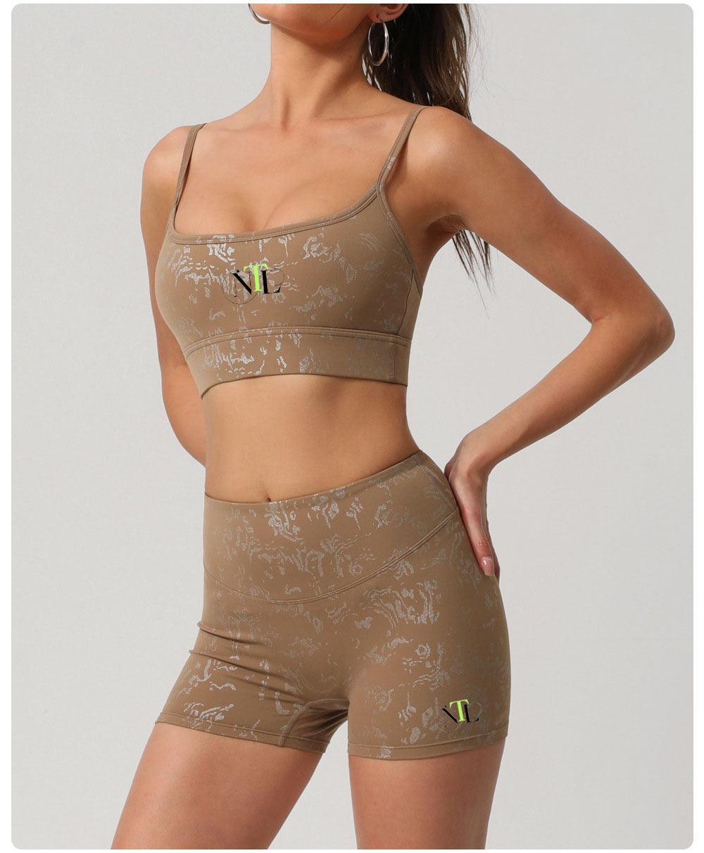 Embossed butter soft bra and legging set