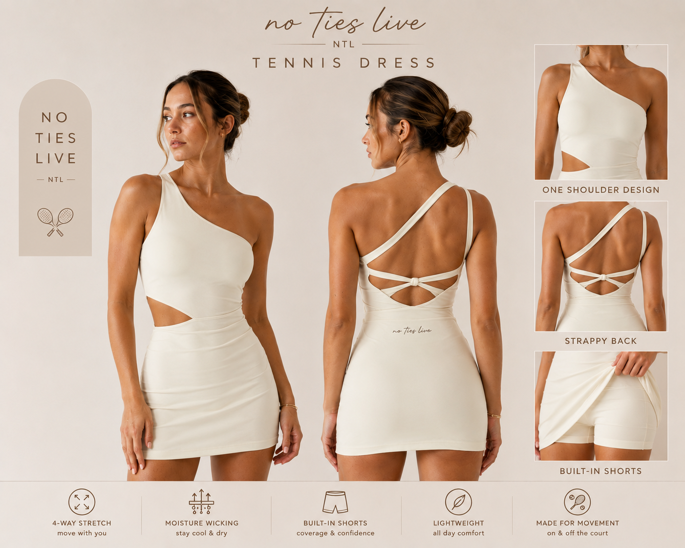 Breathable soft strap back tennis dress