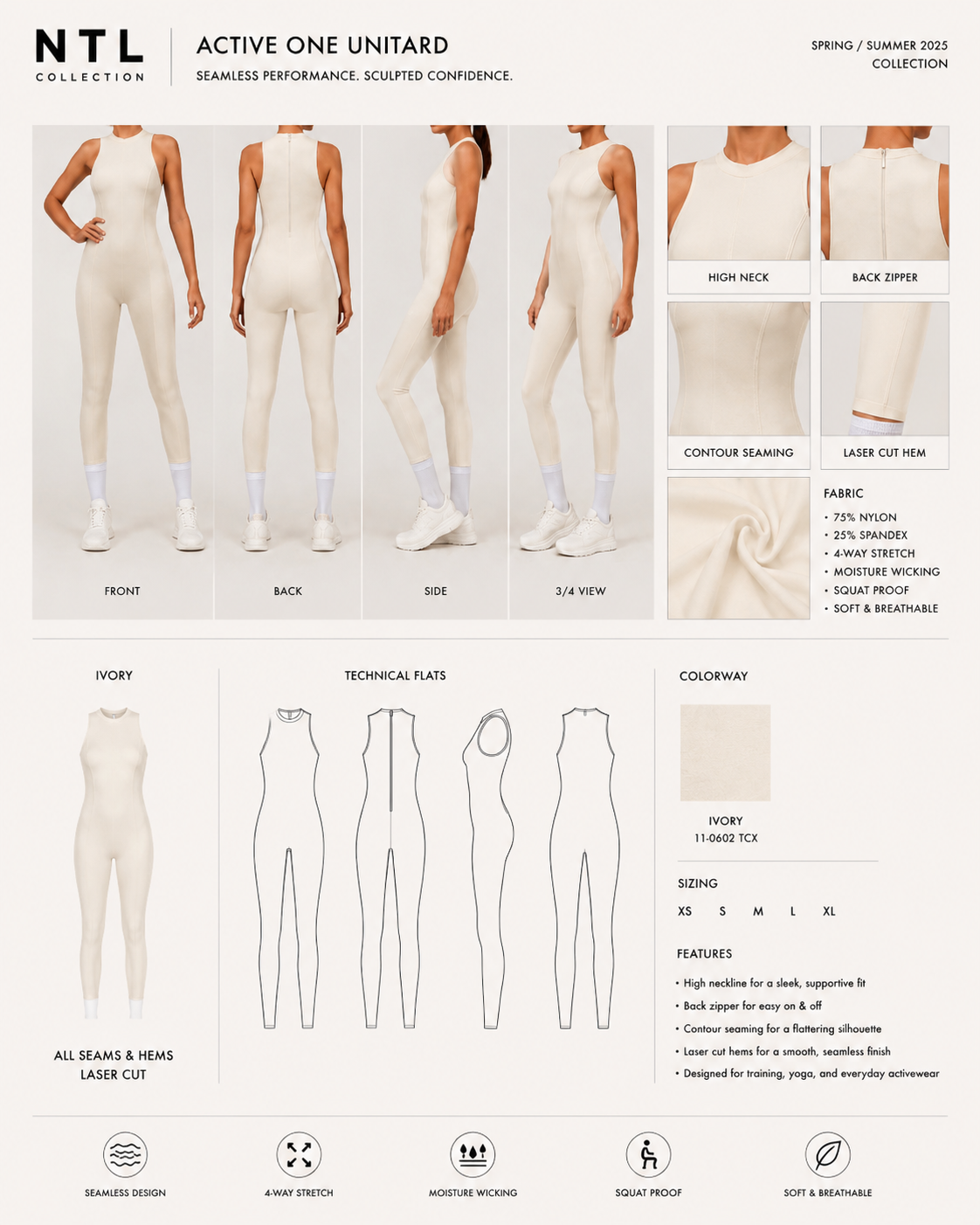 Seam detailed active one jumpsuit