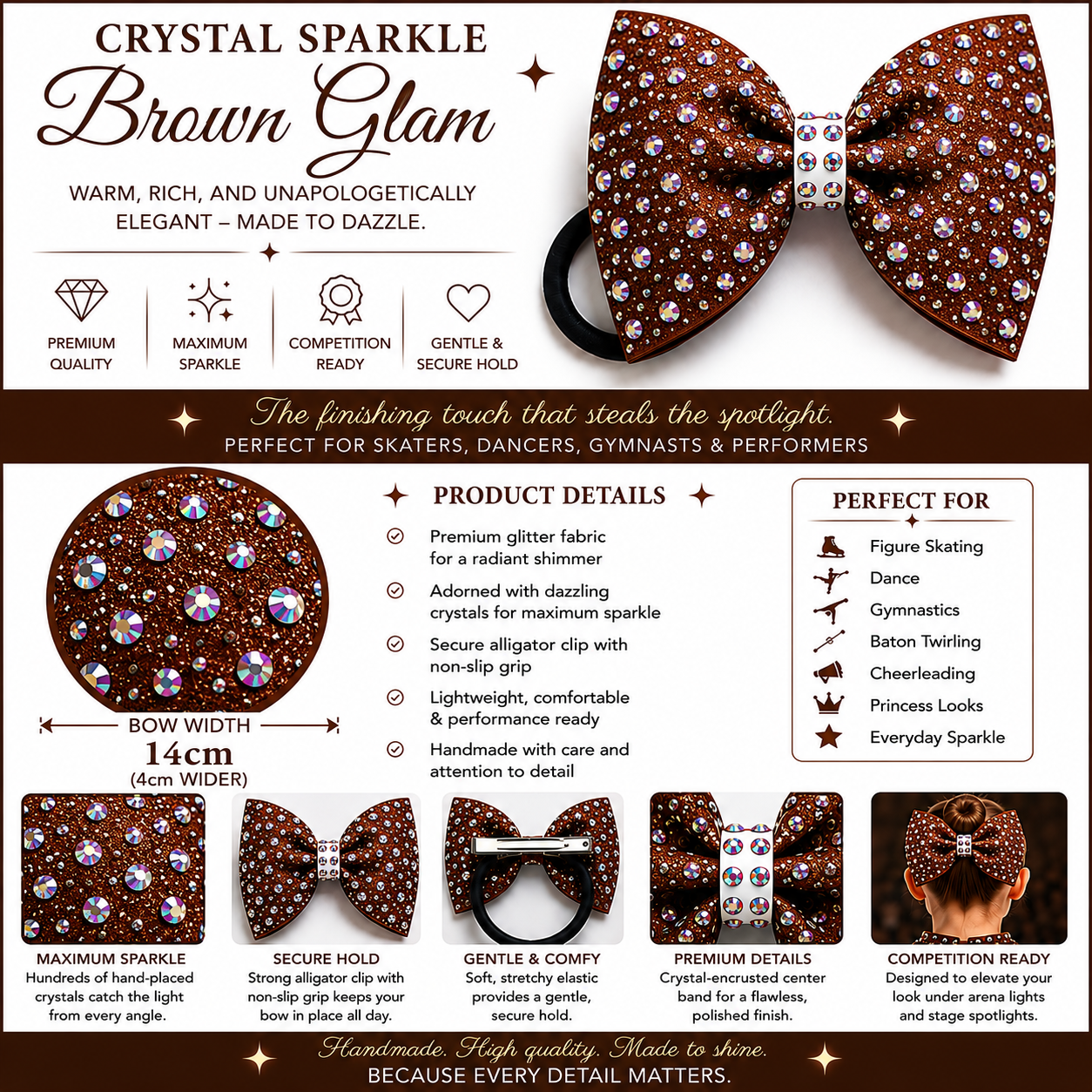 14 inch sparkle/ rhinestone bow