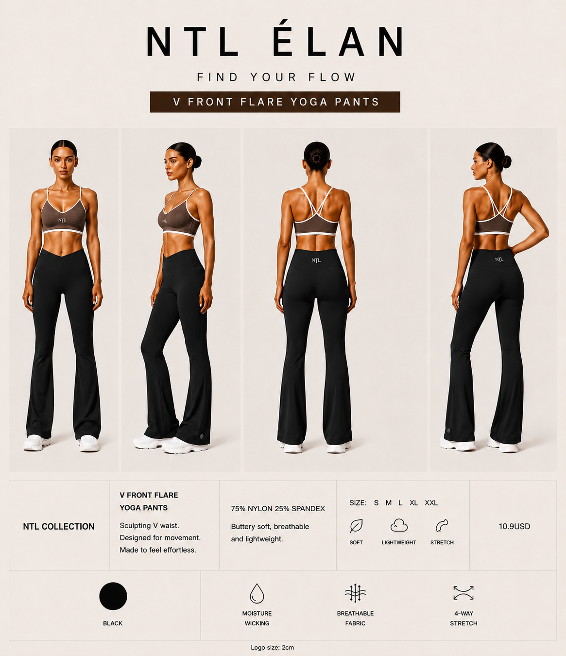 V cut high waisted flares