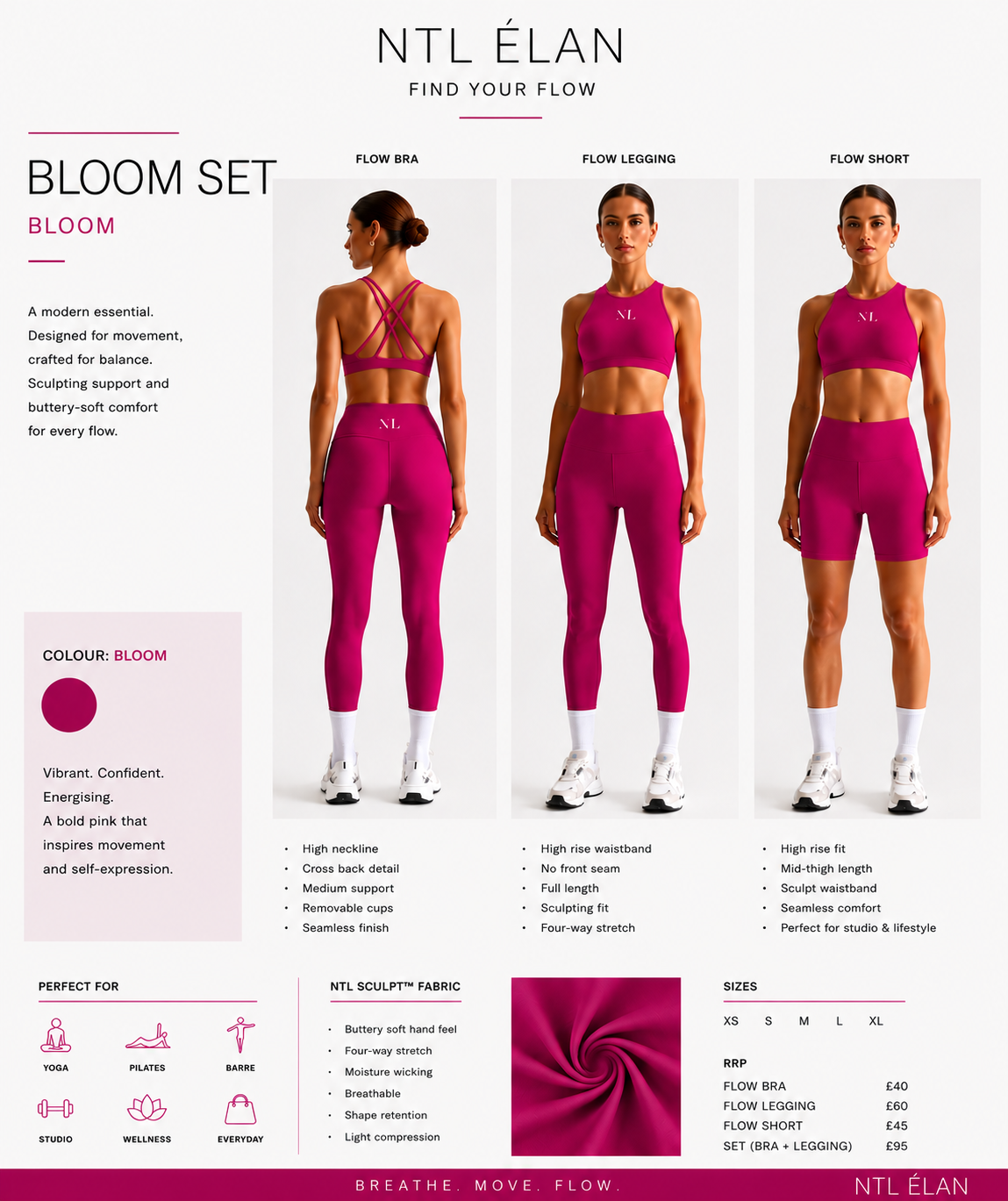 Elan back trap top, high waisted yoga set
