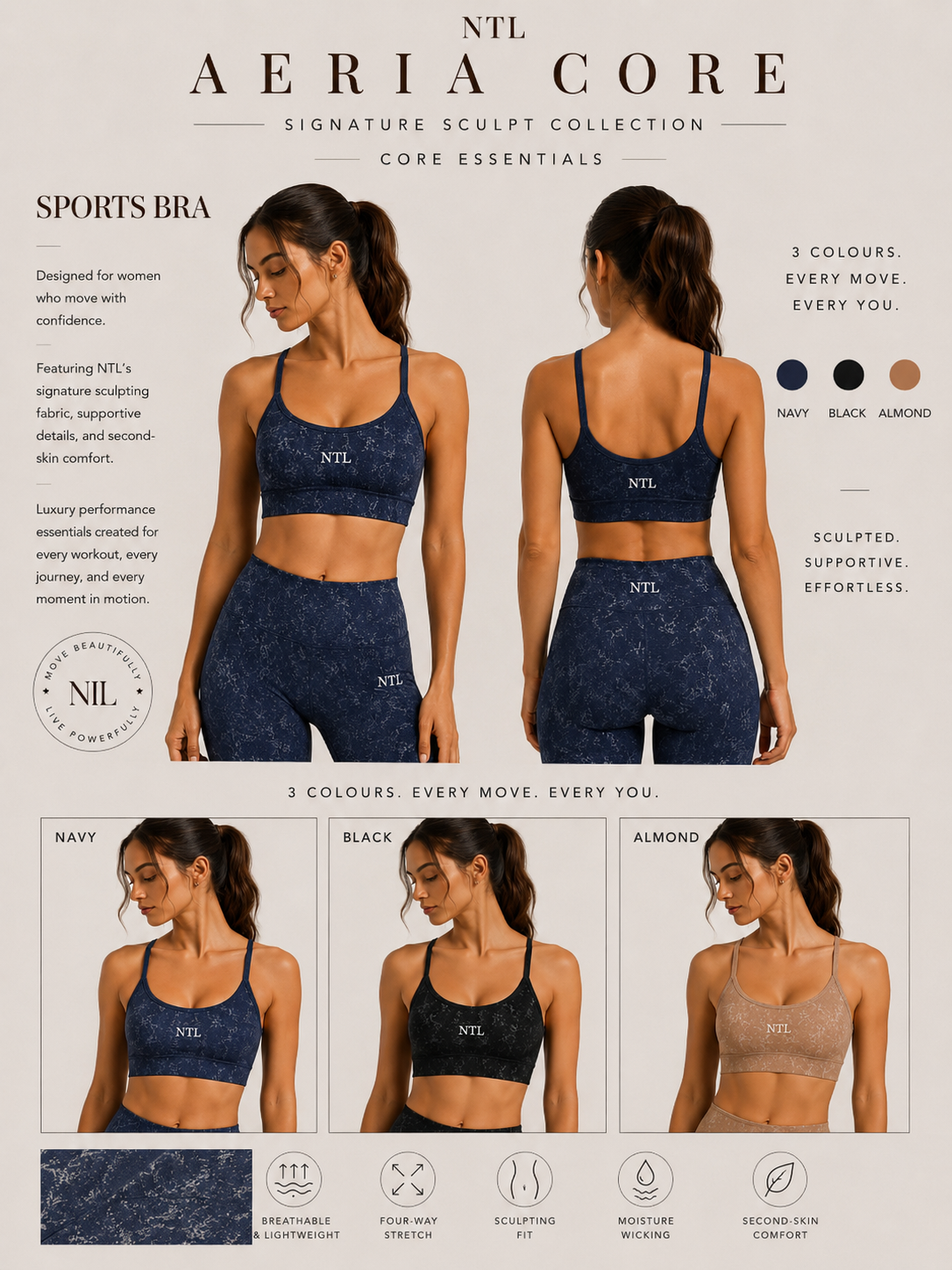 Aeria Embossed butter soft bra and legging set