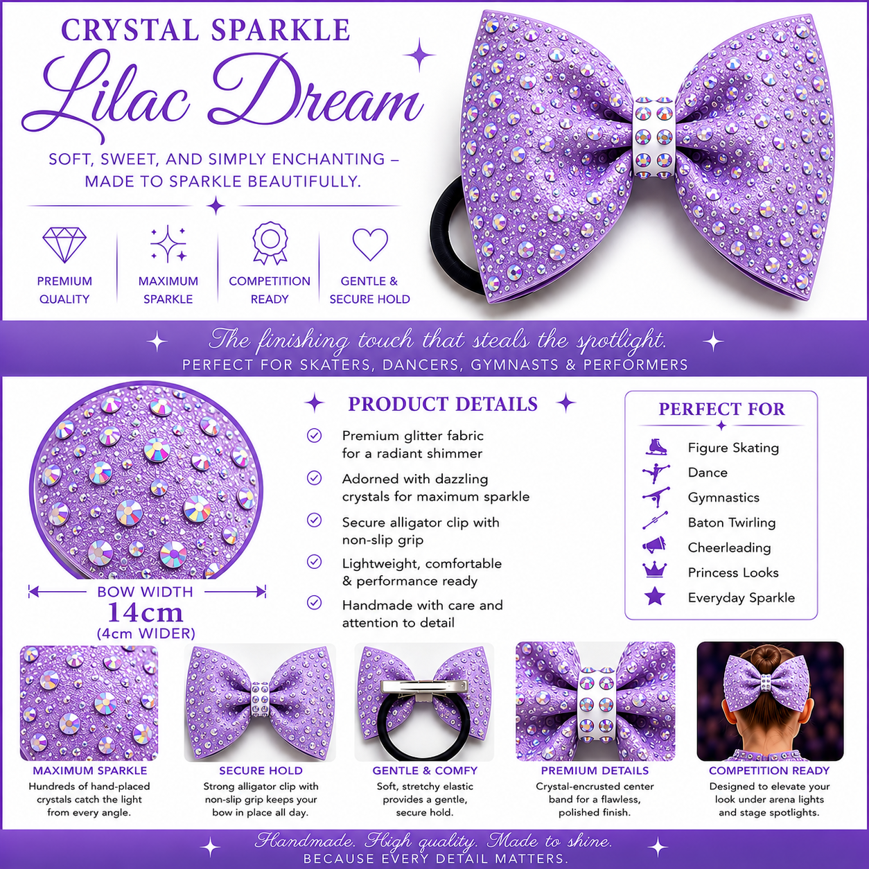 14 inch sparkle/ rhinestone bow