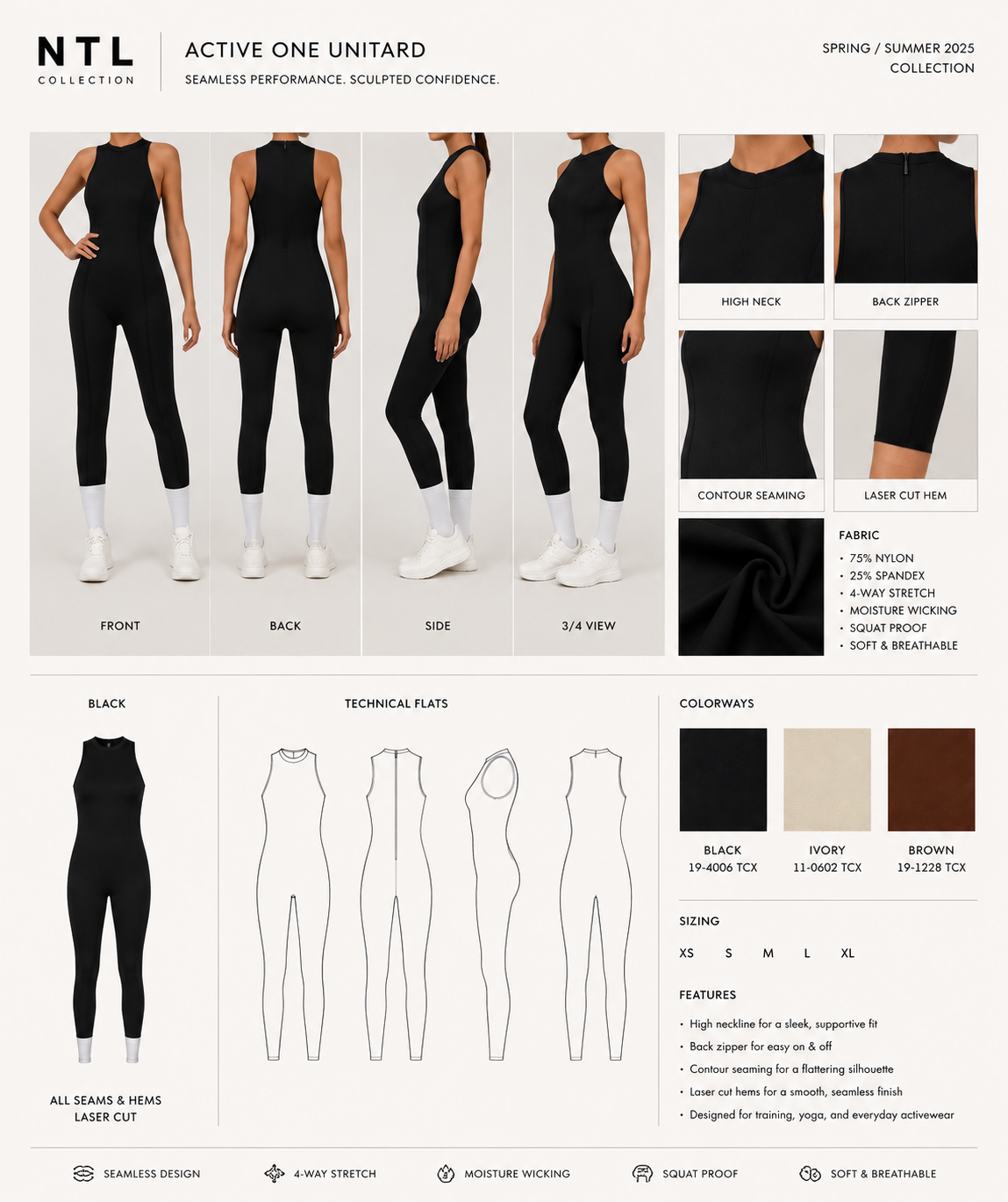 Seam detailed active one jumpsuit