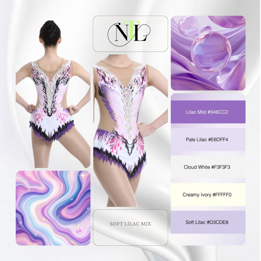 Soft lilac mix and purple mix leotard
