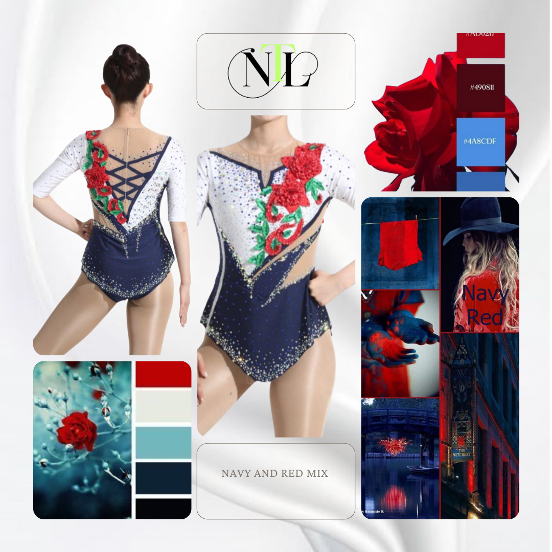 Navy and red mix leotard
