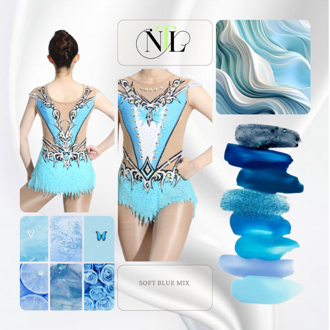 Soft blue detail mix leotard