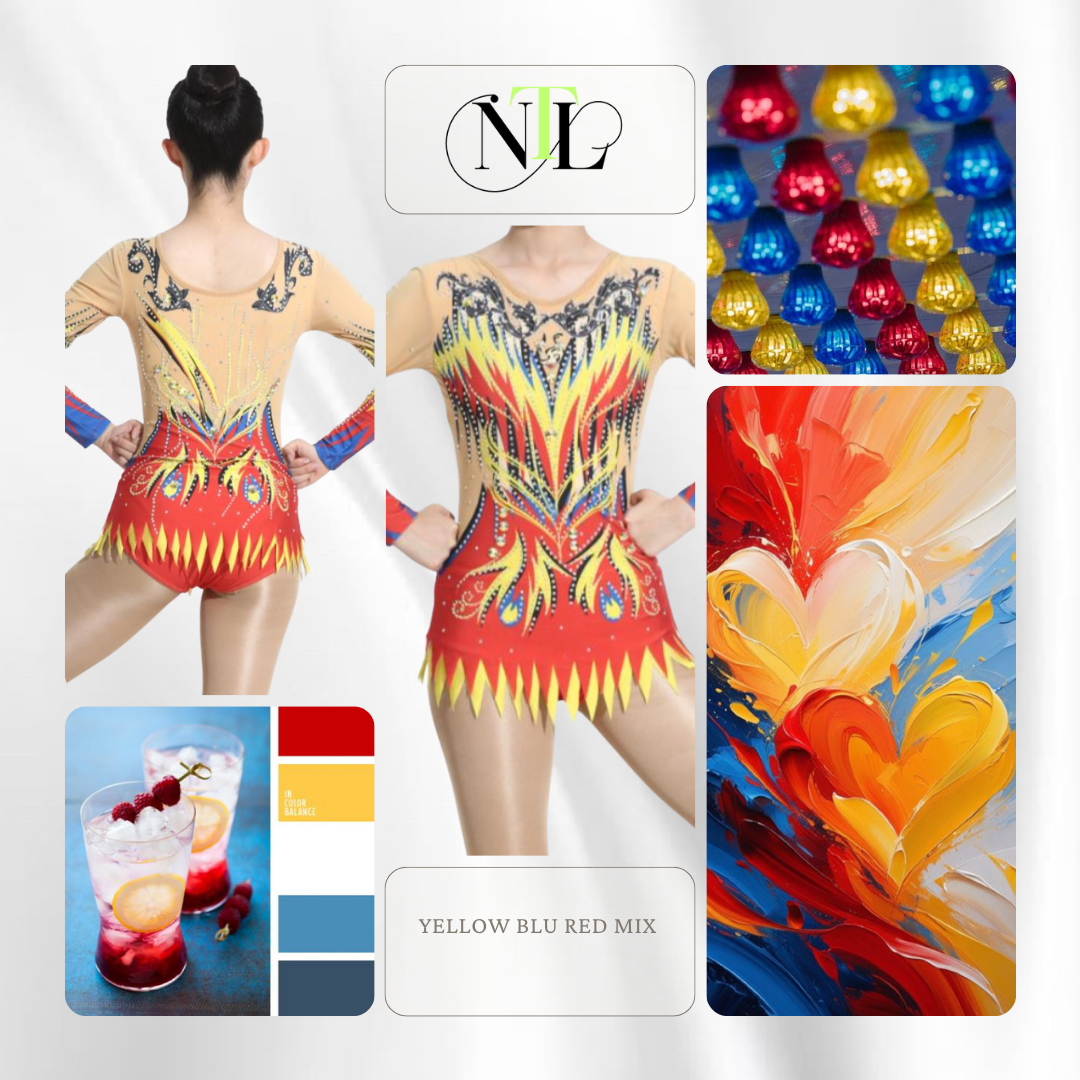 Yellow, blue red circus mix leotard