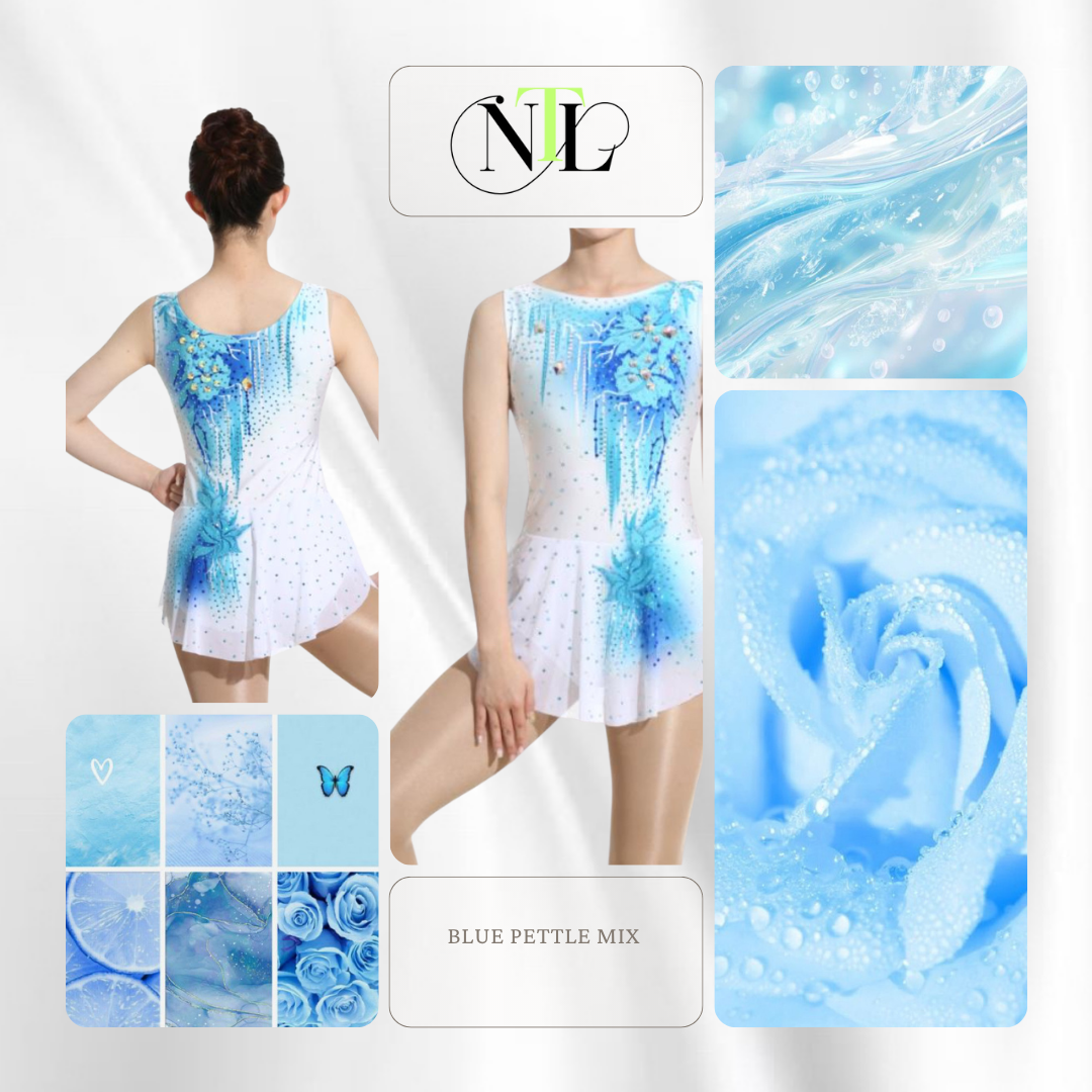 Blue petal mix leotard