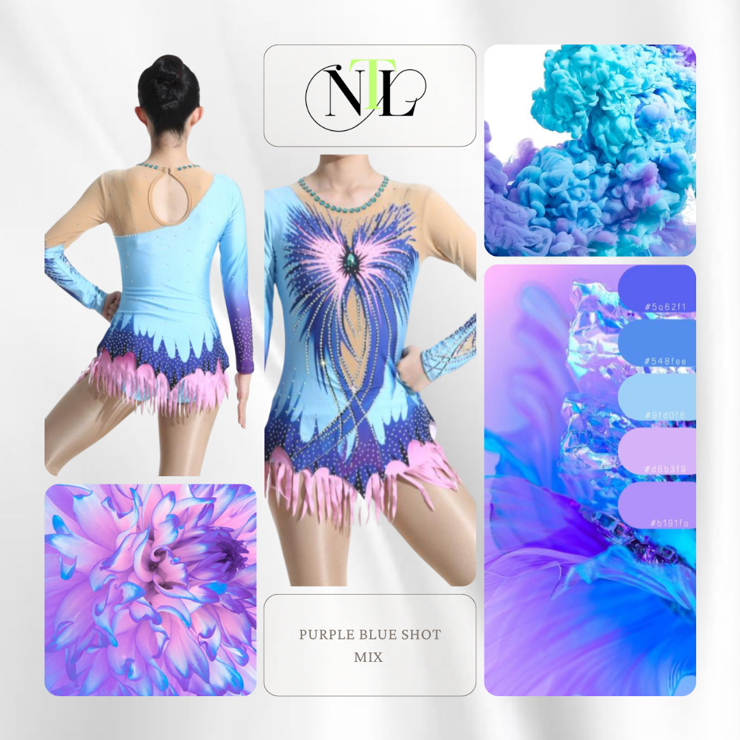 Purple to blue firework mix leotard