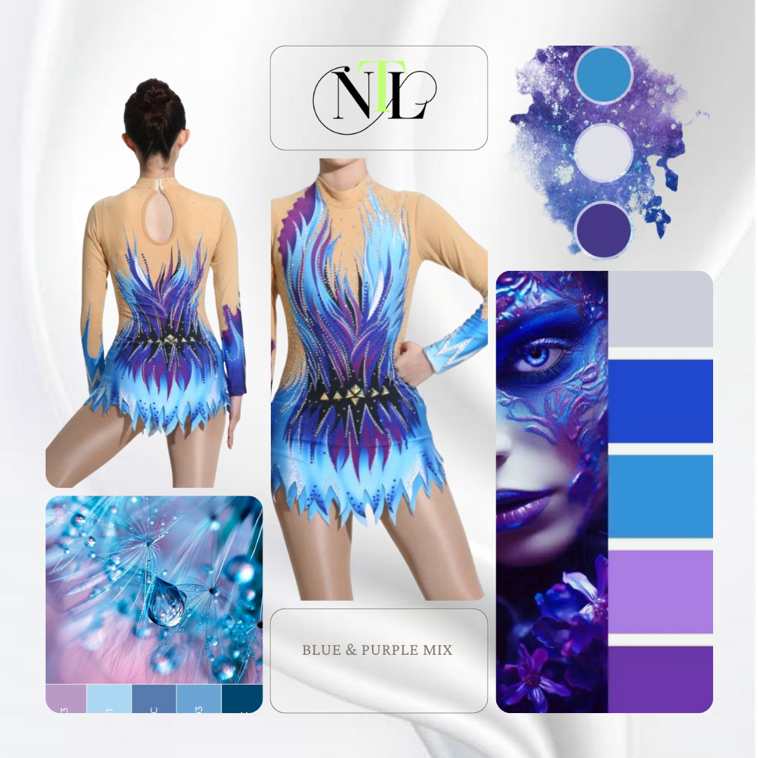 Blue leotard to purple mix leotard