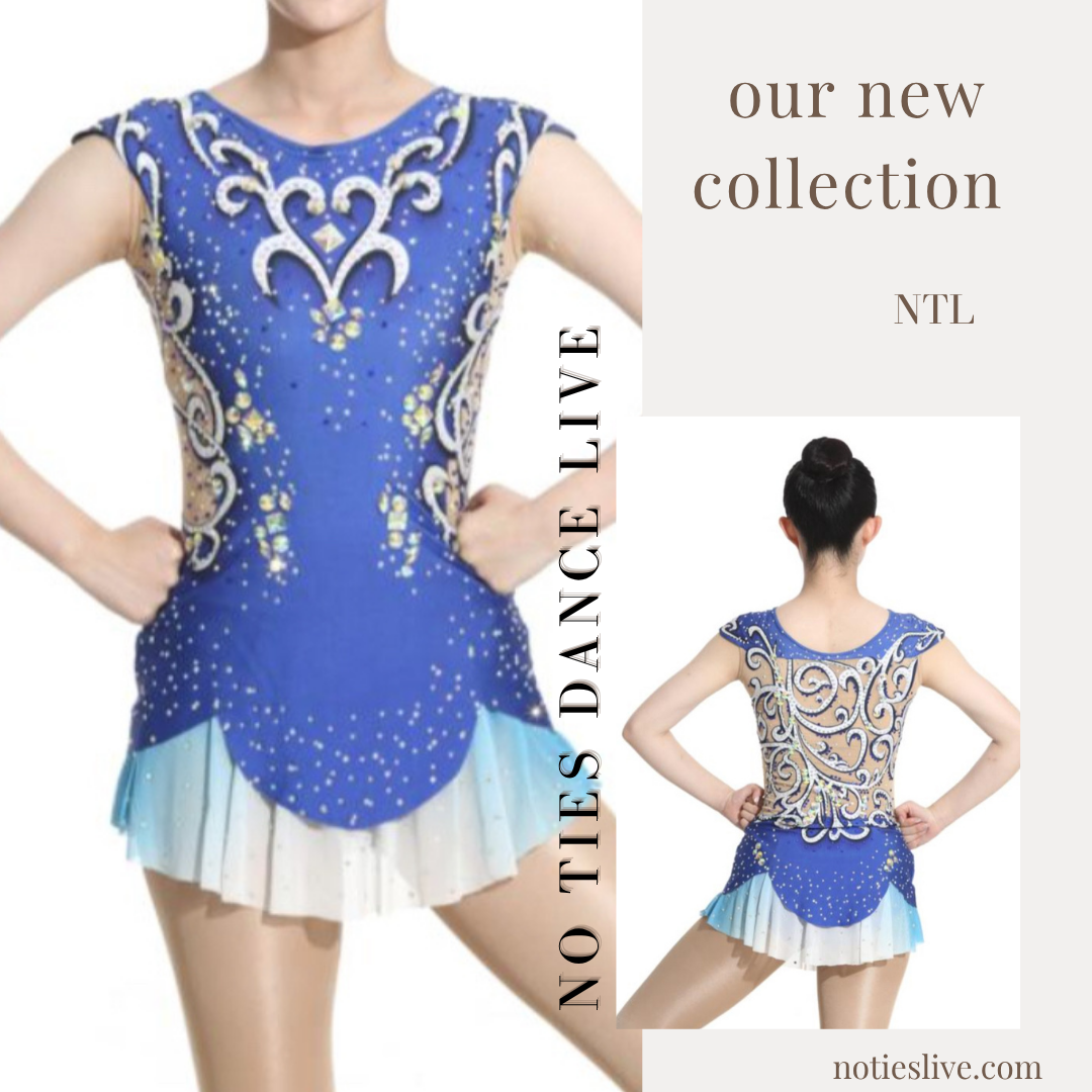 Back blue and white otter swirl mix leotard