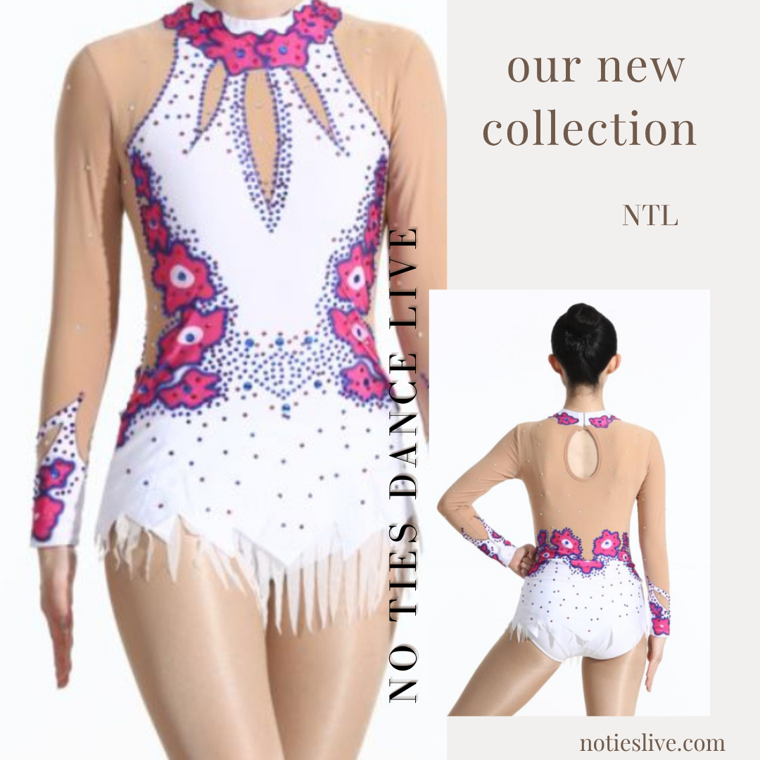 Pink and white blossom mix leotard