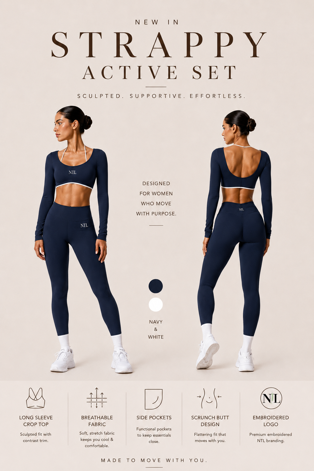 Long sleeve crop yoga suit