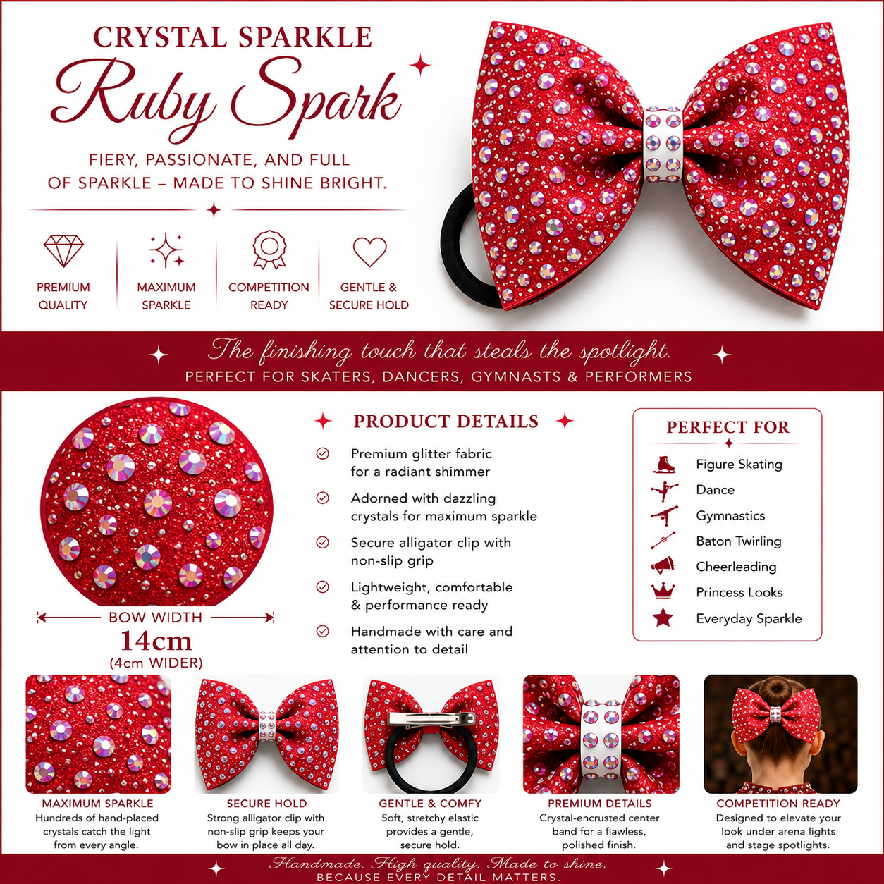 14 inch sparkle/ rhinestone bow