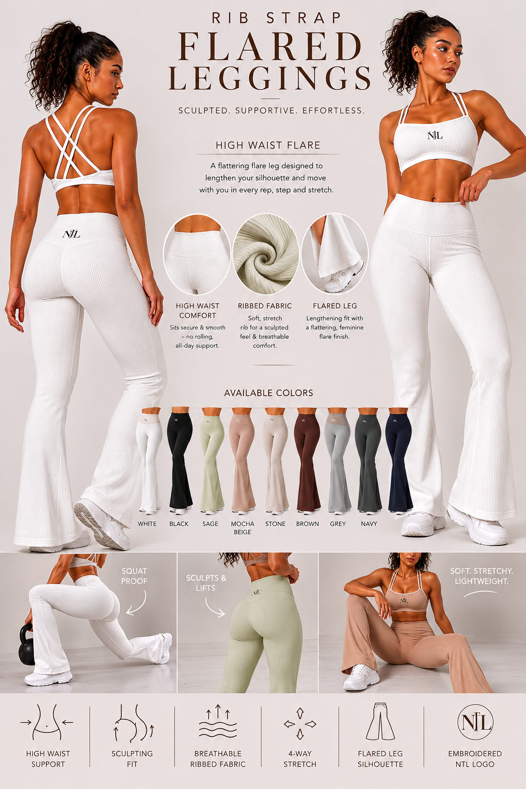 Ribbed fabric yoga flares