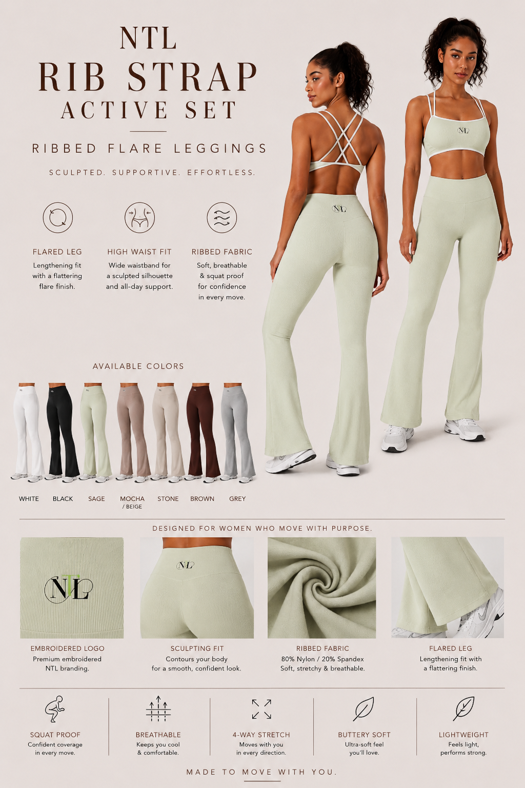 Ribbed fabric yoga flares
