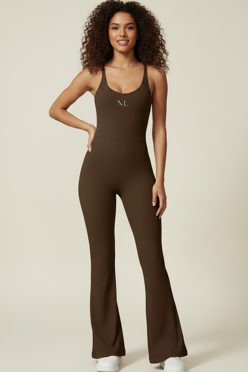 Flared leg yoga jump suit