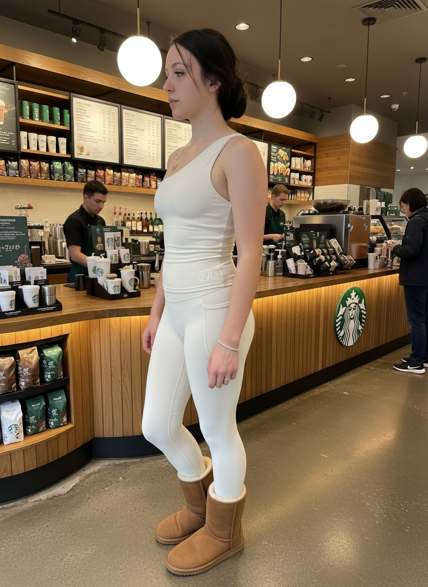 One shoulder top & leggings yoga suit