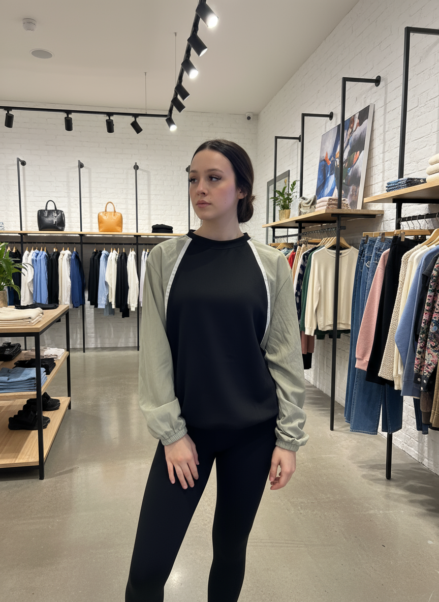 Gathered wind breaker sleeves jumper