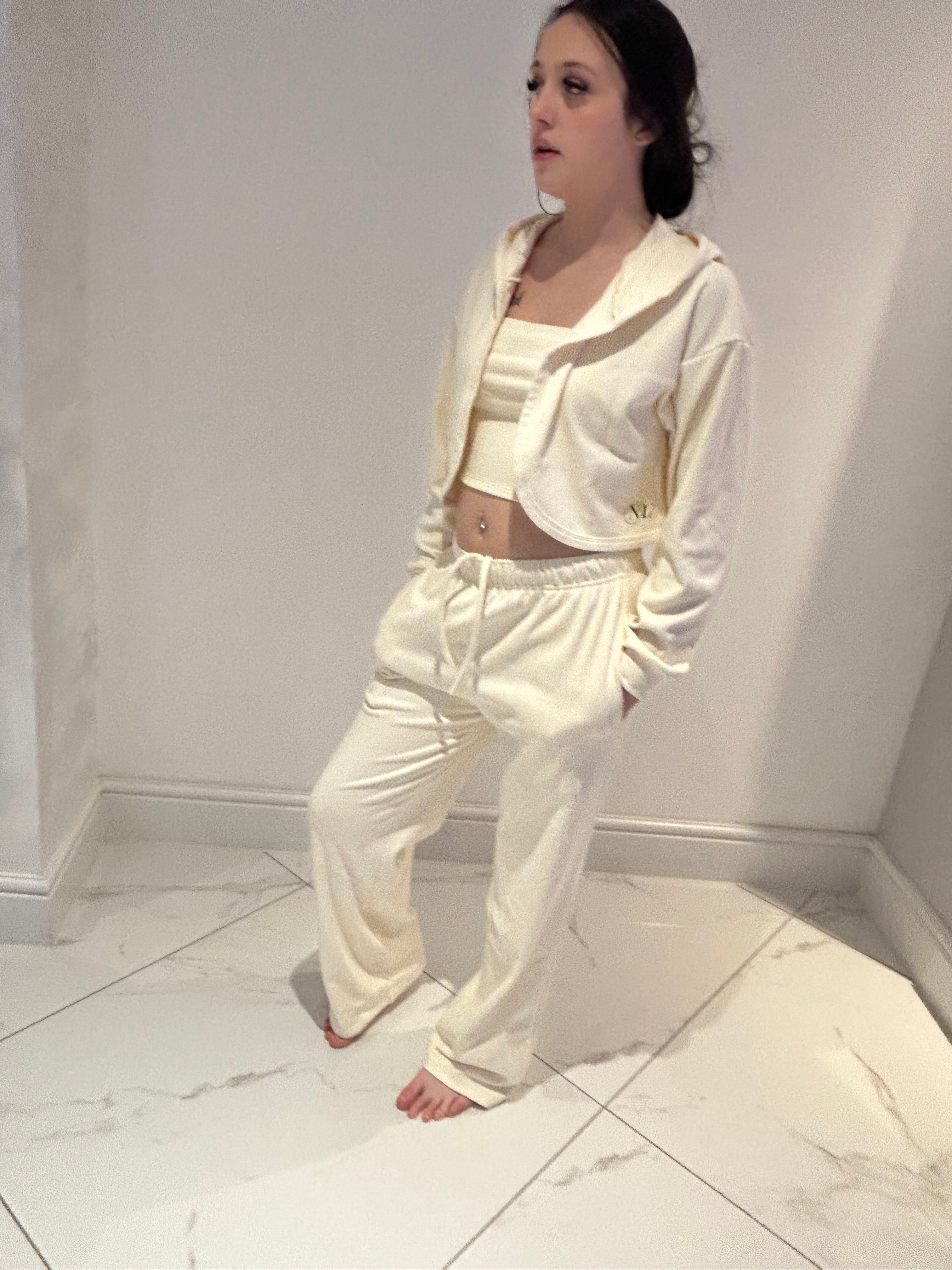 Fleece wide leg joggers