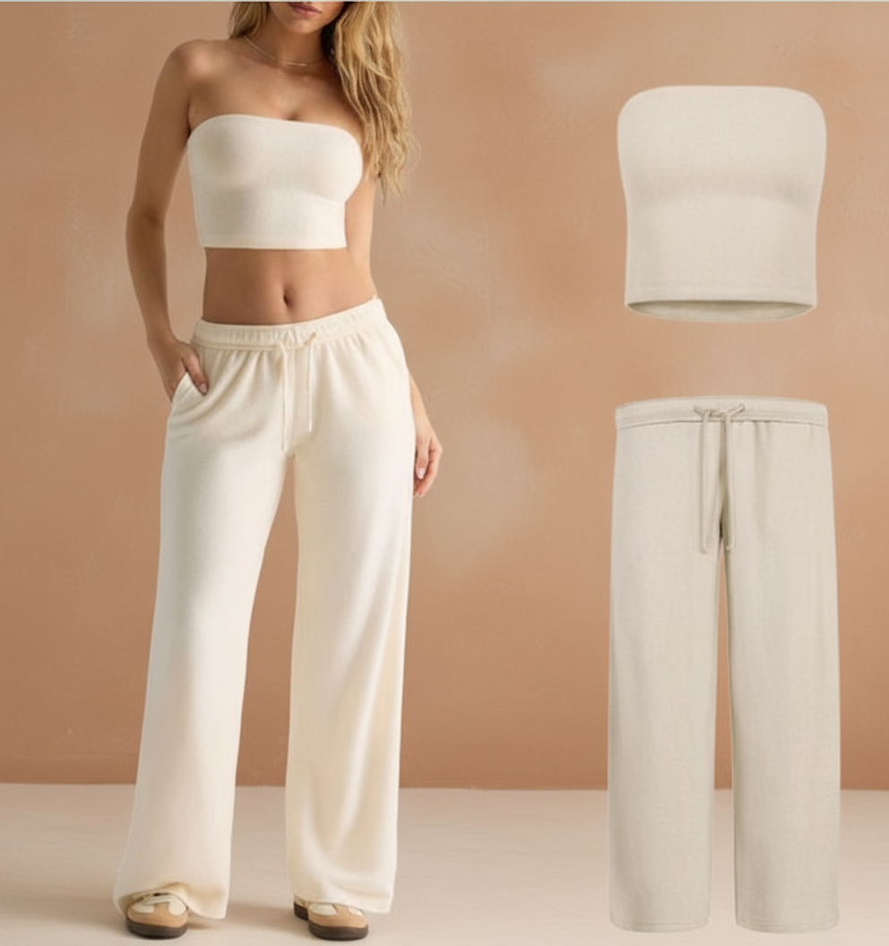 Fleece wide leg joggers