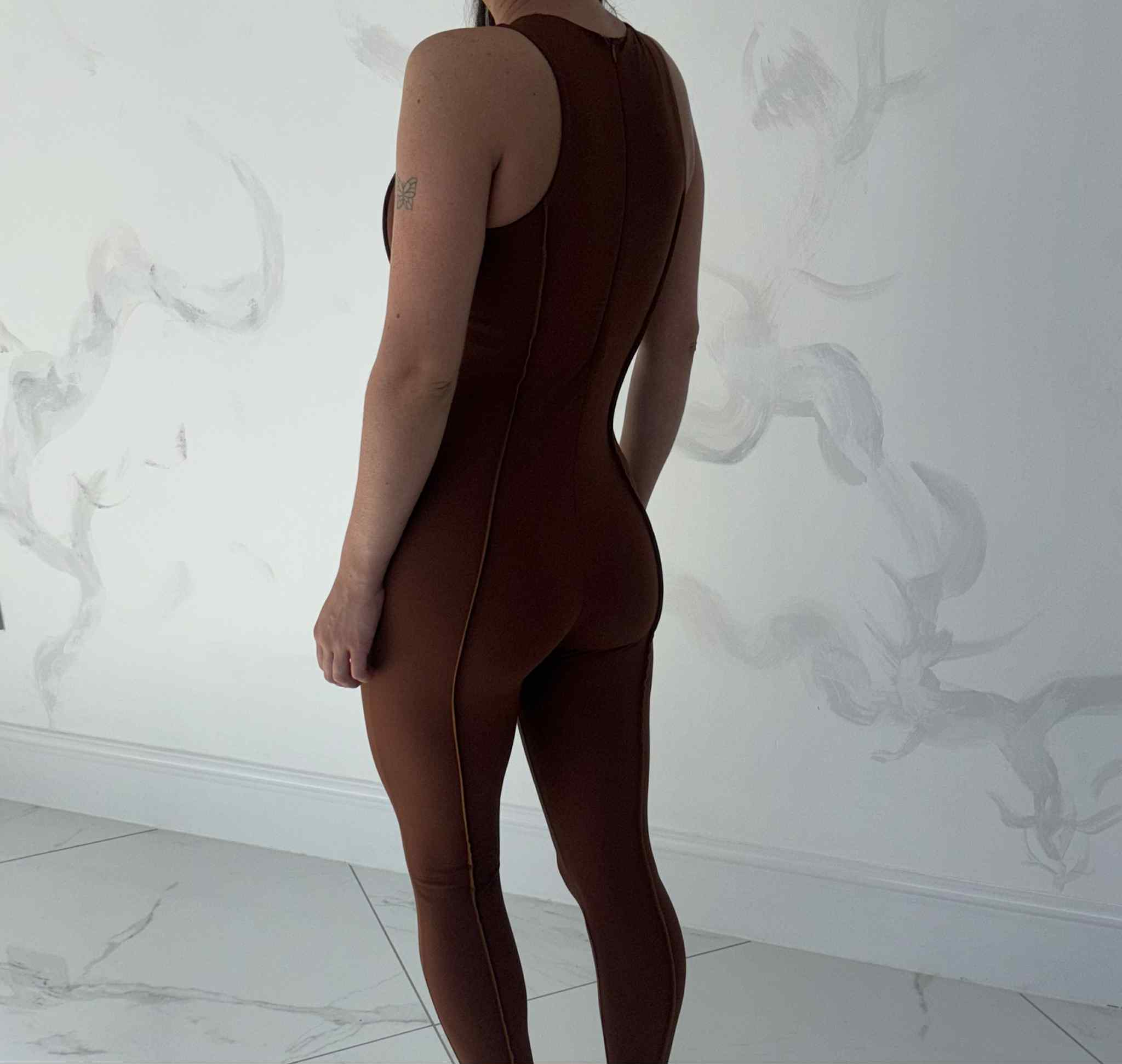 Seam detailed yoga jumpsuit