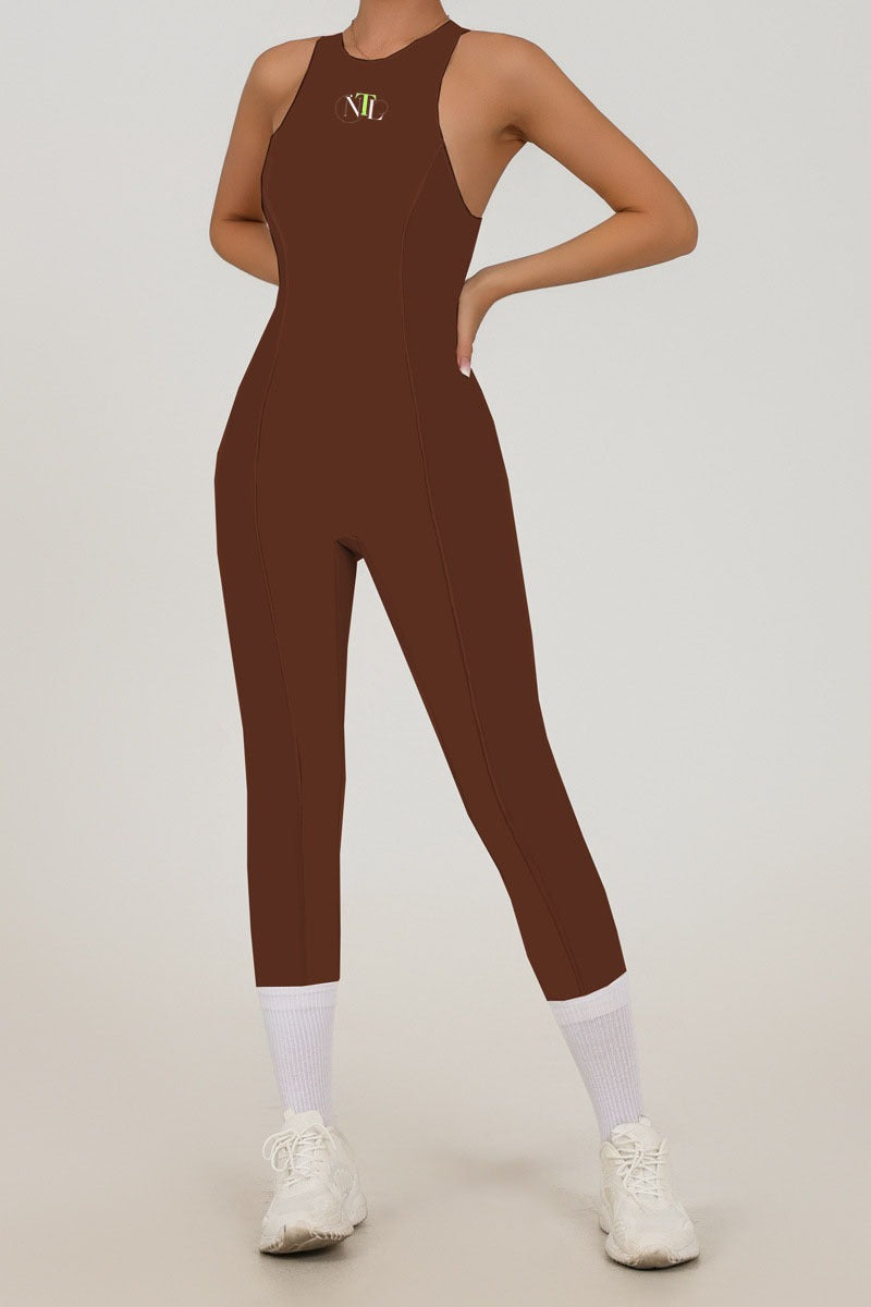 Seam detailed yoga jumpsuit