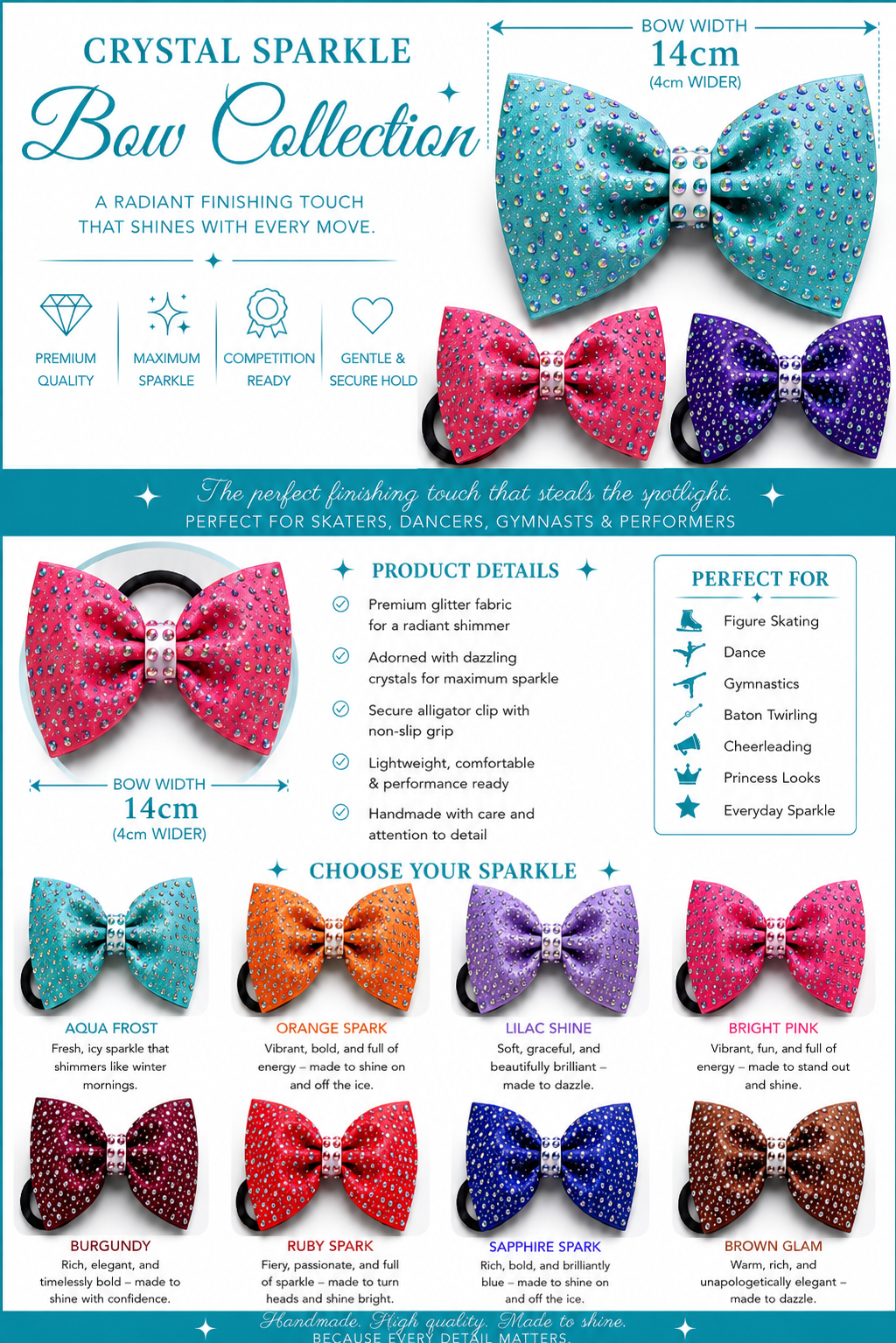14cm sparkle rhinestone bow