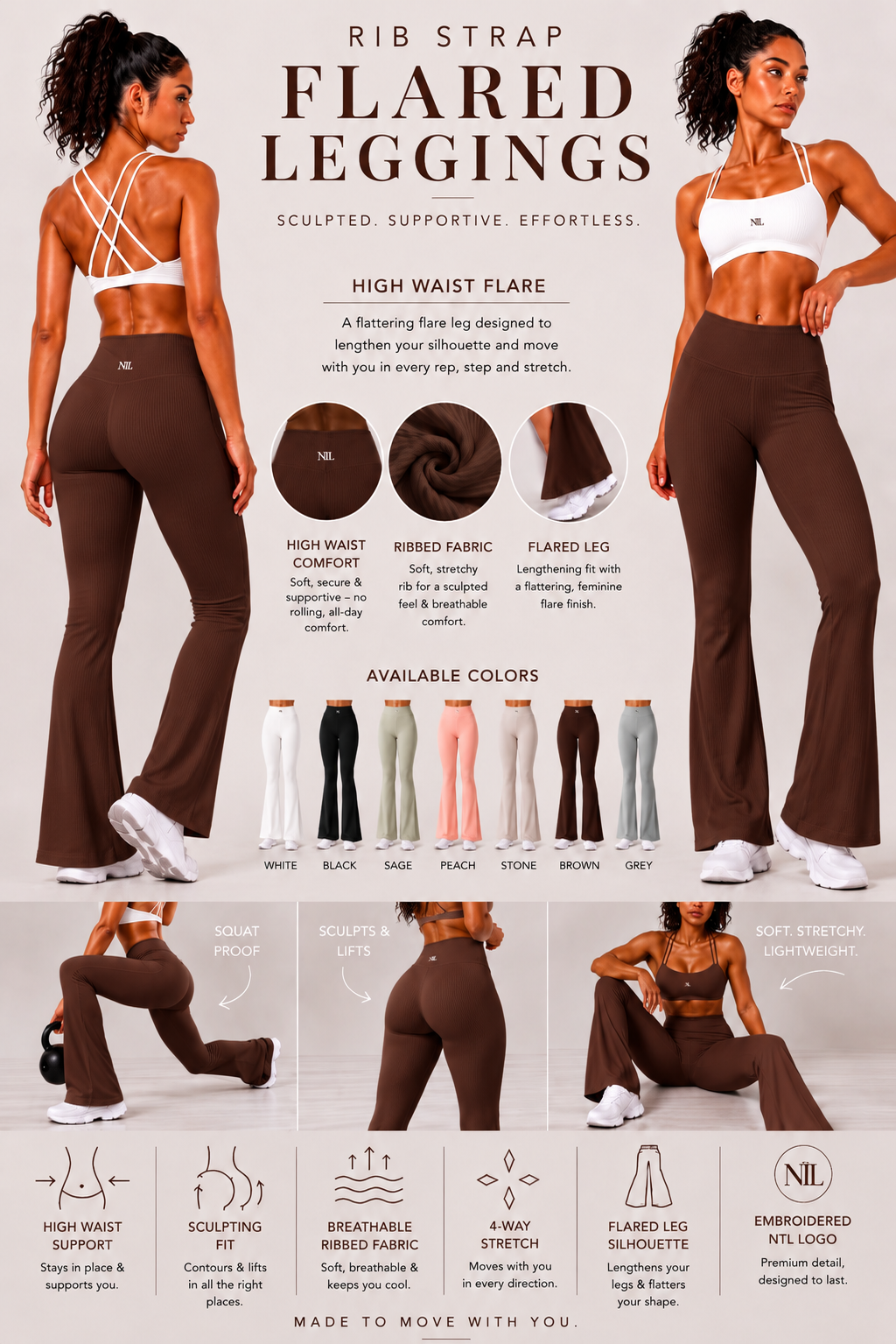 Ribbed fabric yoga flares