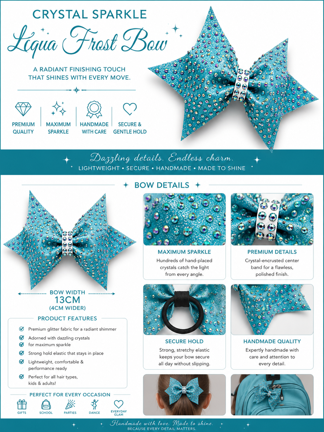 14 cm rhinestone ribbon bows