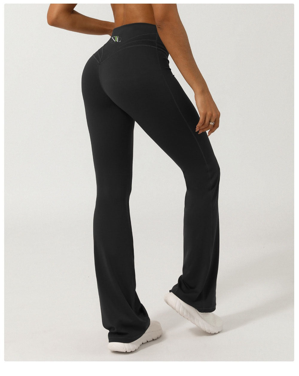 V cut high waisted flares