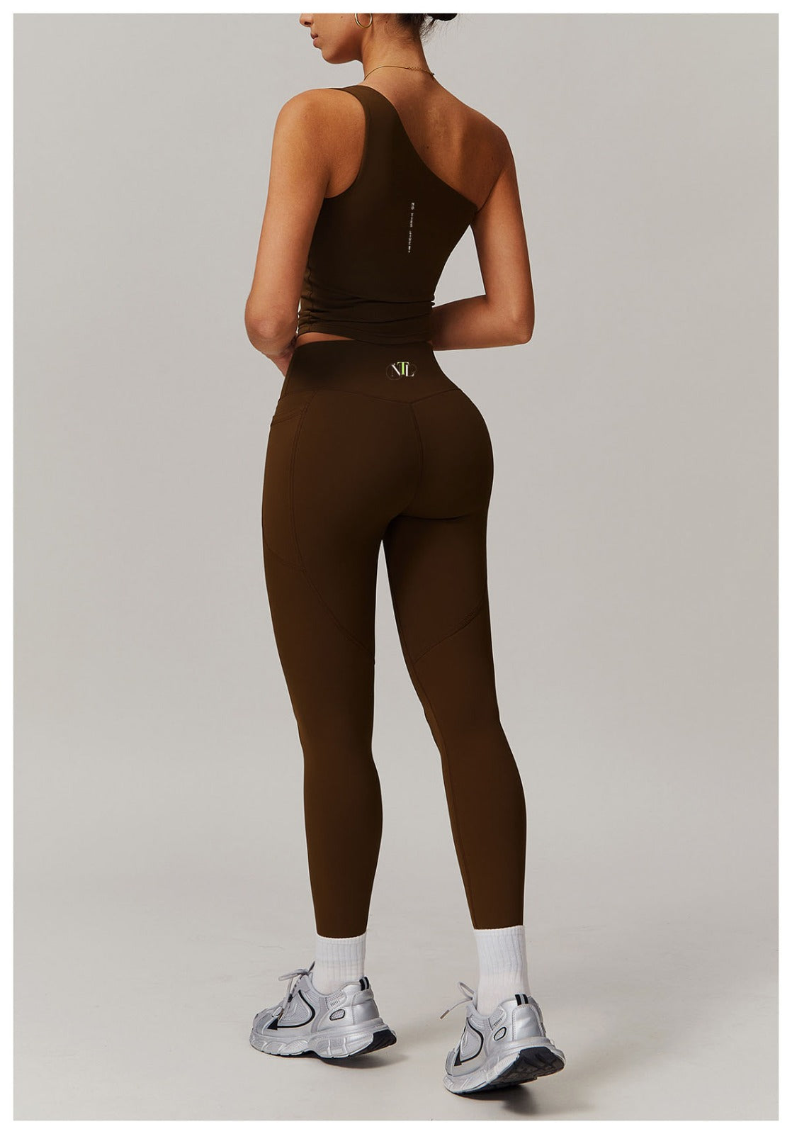 One shoulder top & leggings yoga suit