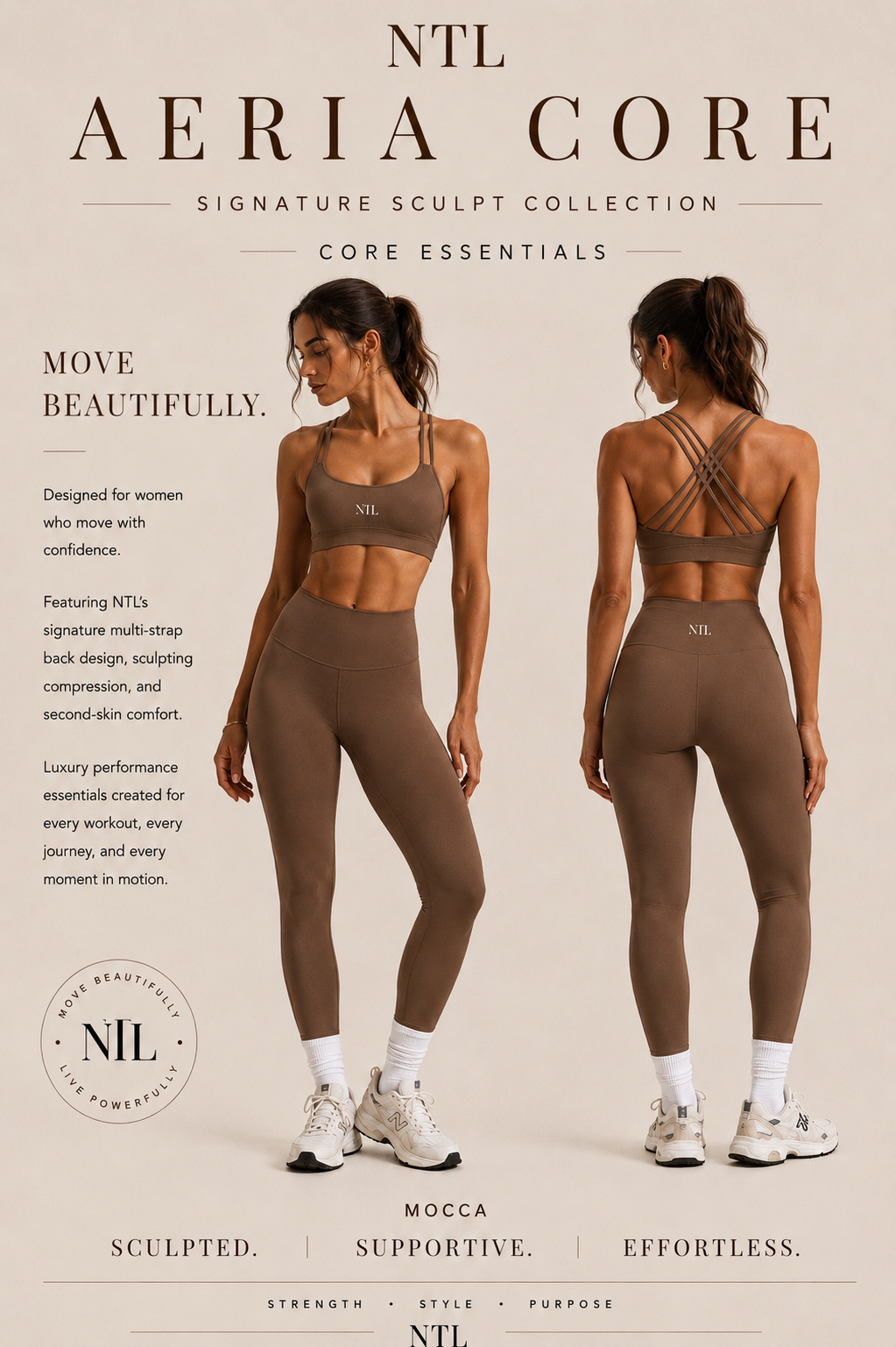 Elan back trap top, high waisted yoga set