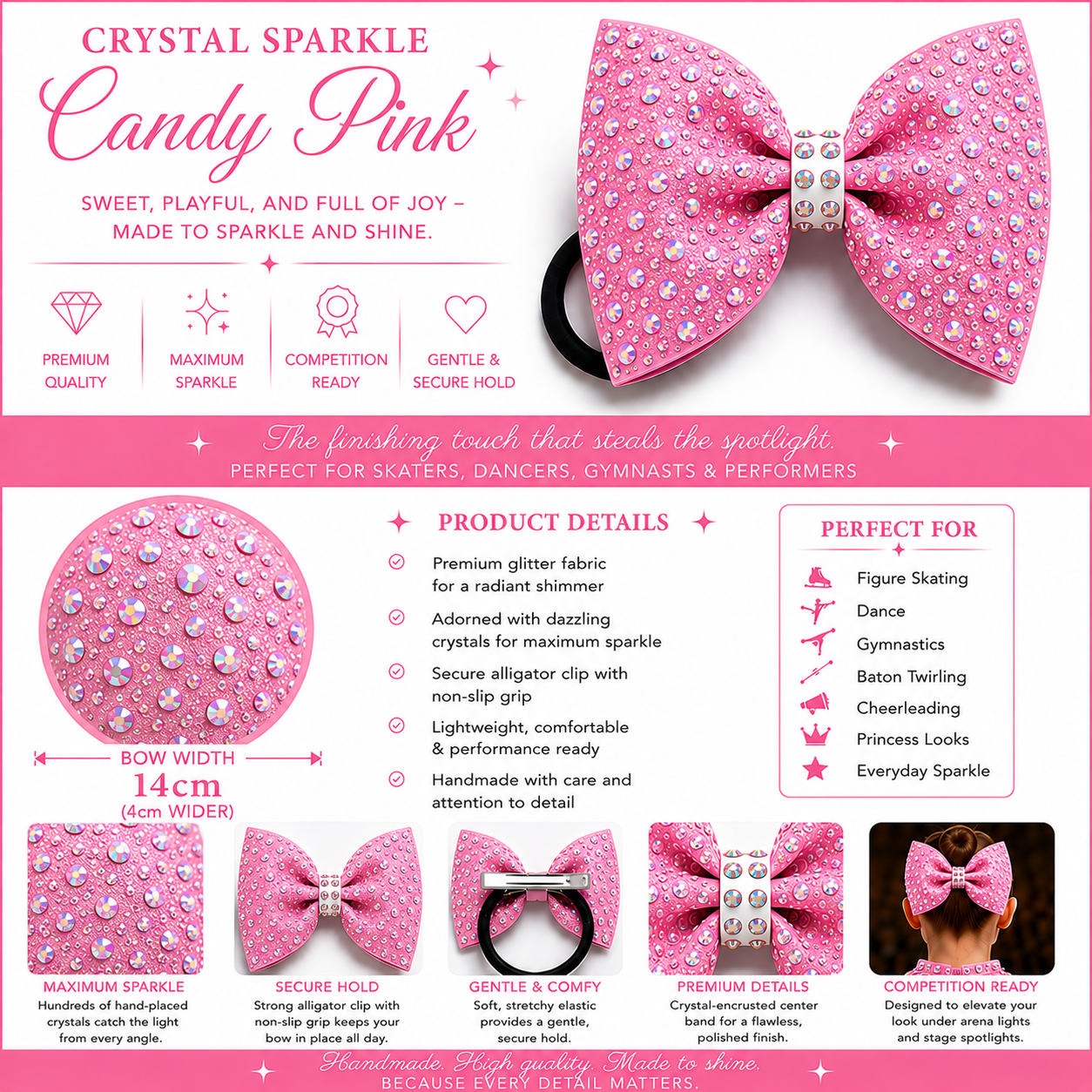 14 inch sparkle/ rhinestone bow