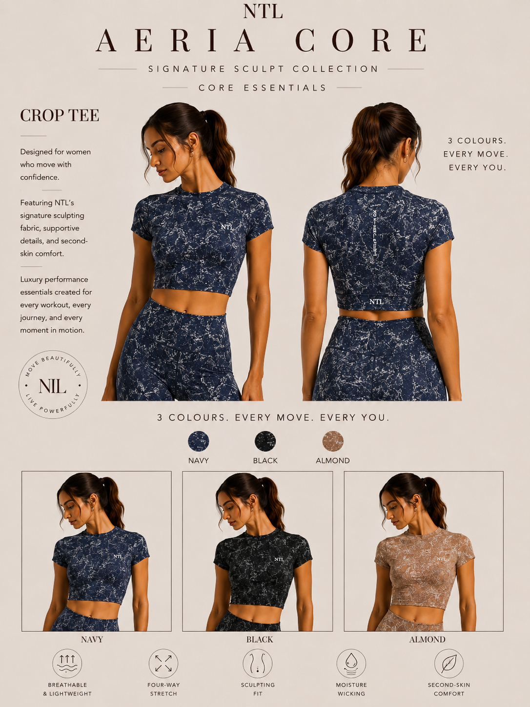 Embossed butter soft crop T-shirt