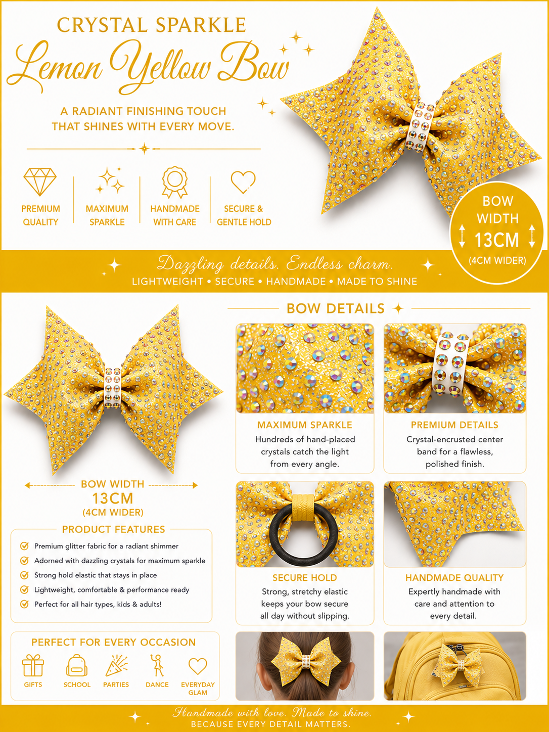 14 cm rhinestone ribbon bows
