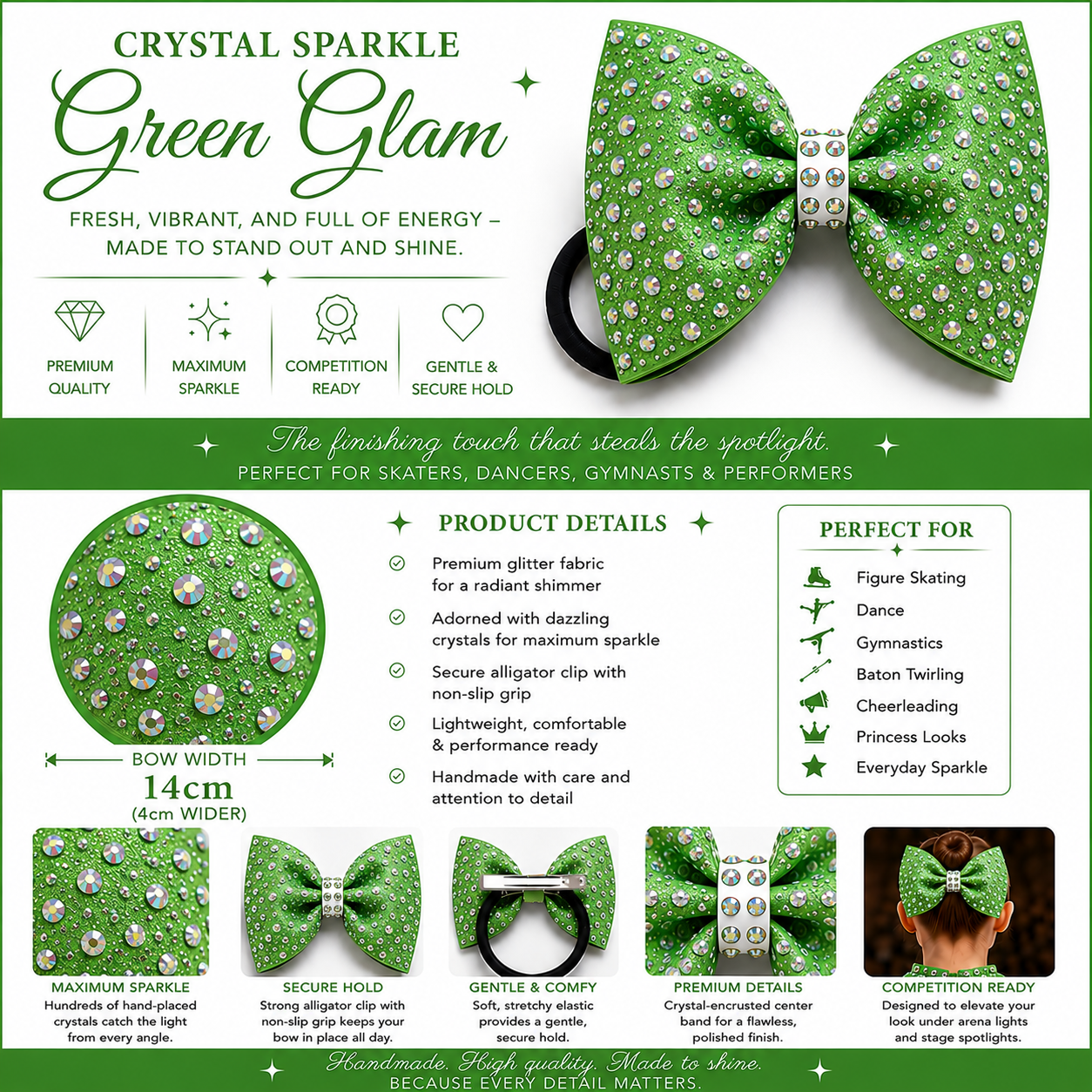 14 inch sparkle/ rhinestone bow