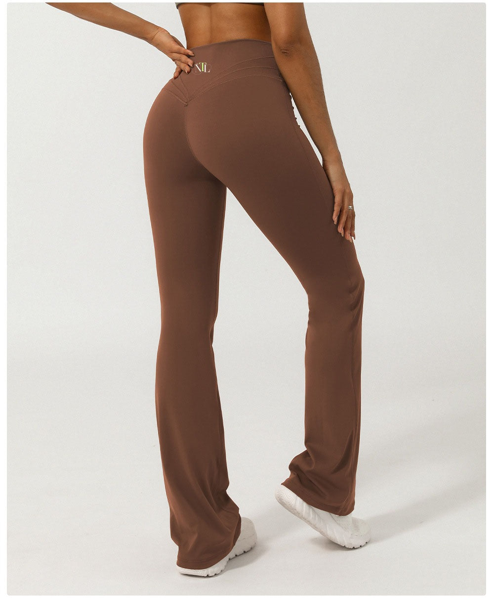 V cut high waisted flares