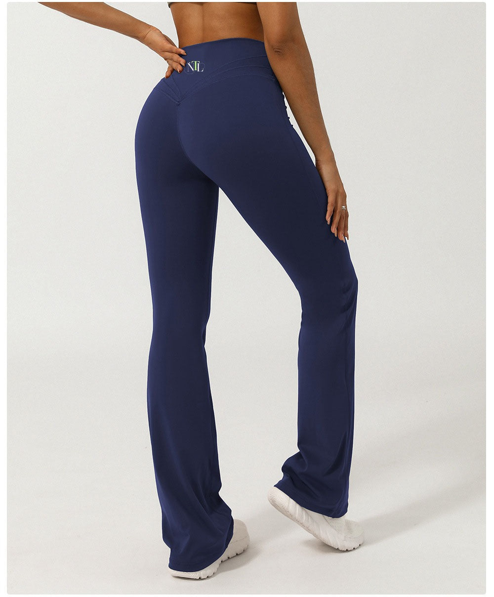 V cut high waisted flares