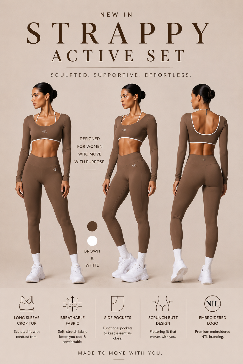 Long sleeve crop yoga suit
