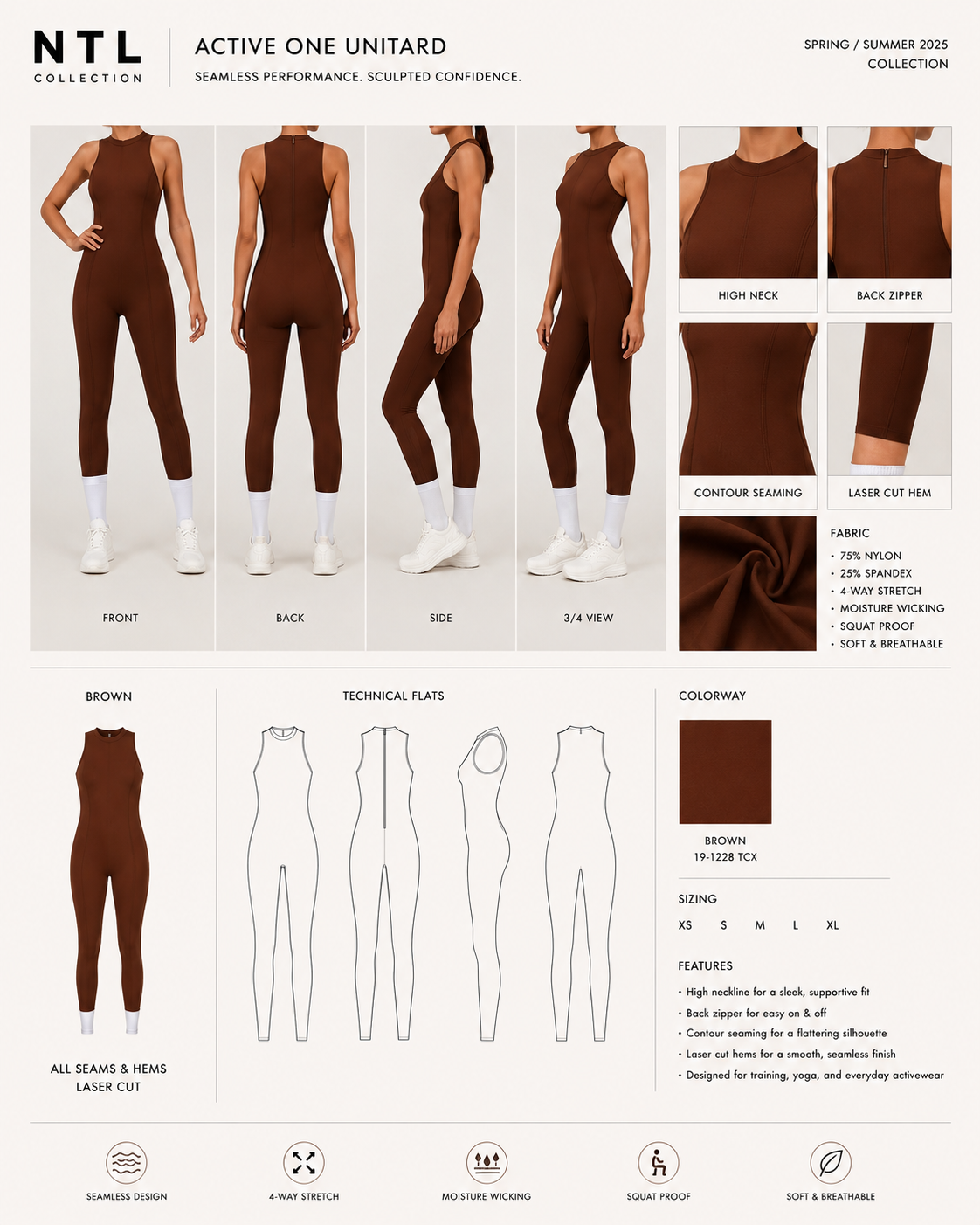 Seam detailed active one jumpsuit