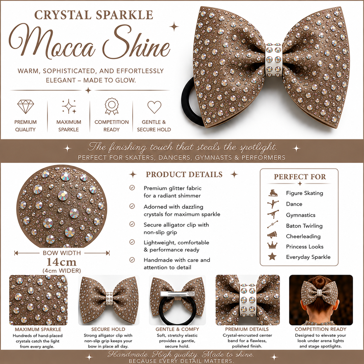 14 inch sparkle/ rhinestone bow