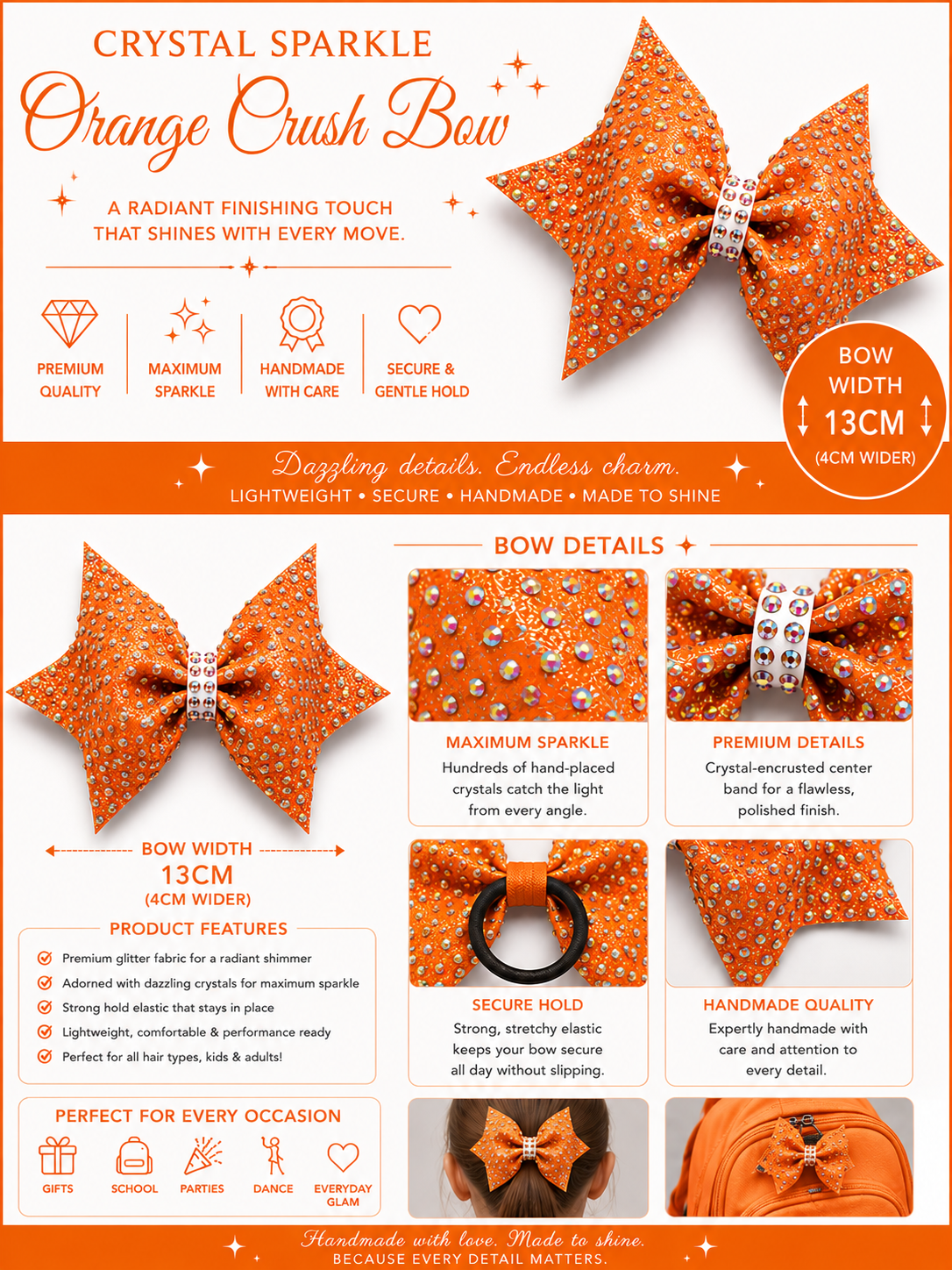 14 cm rhinestone ribbon bows