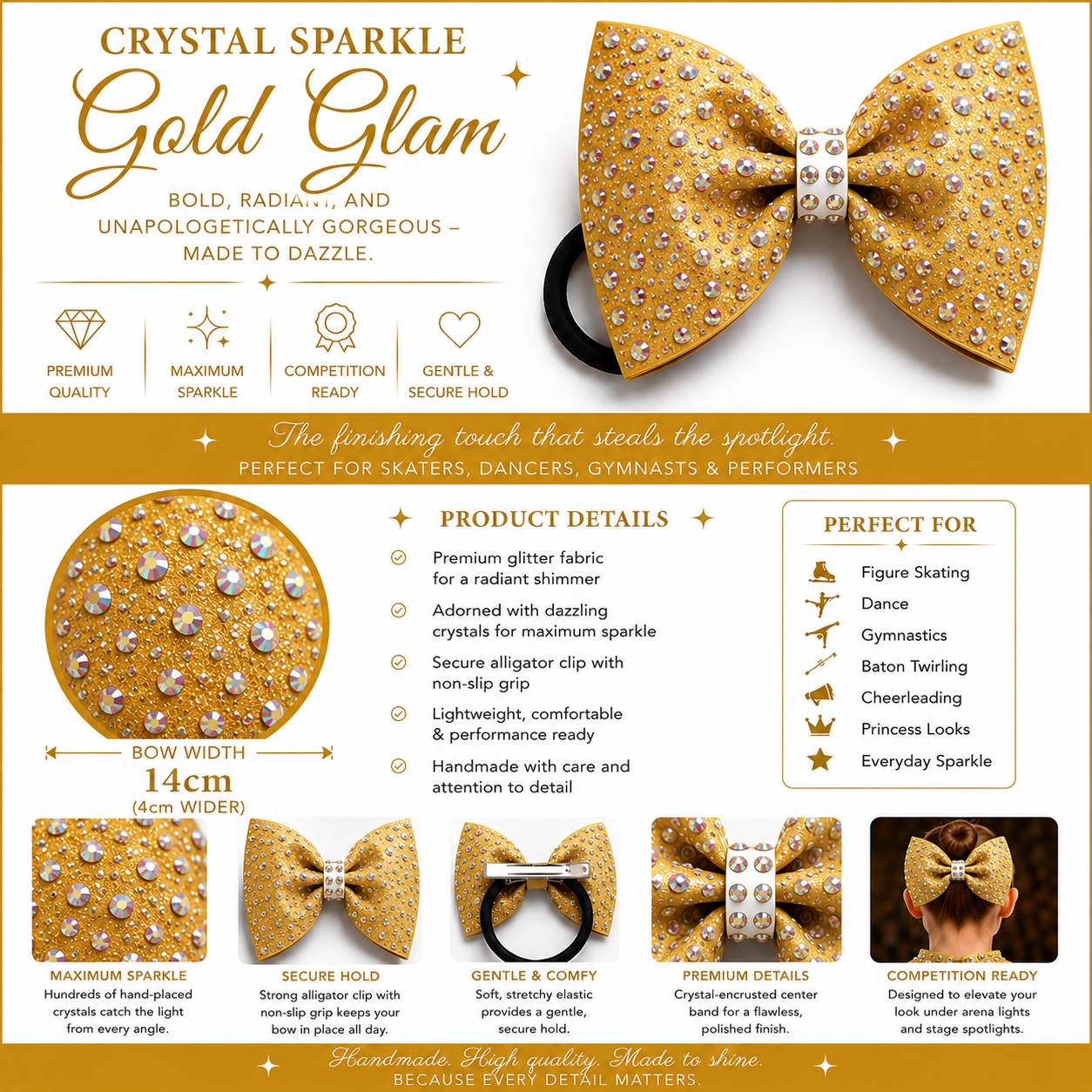14 inch sparkle/ rhinestone bow
