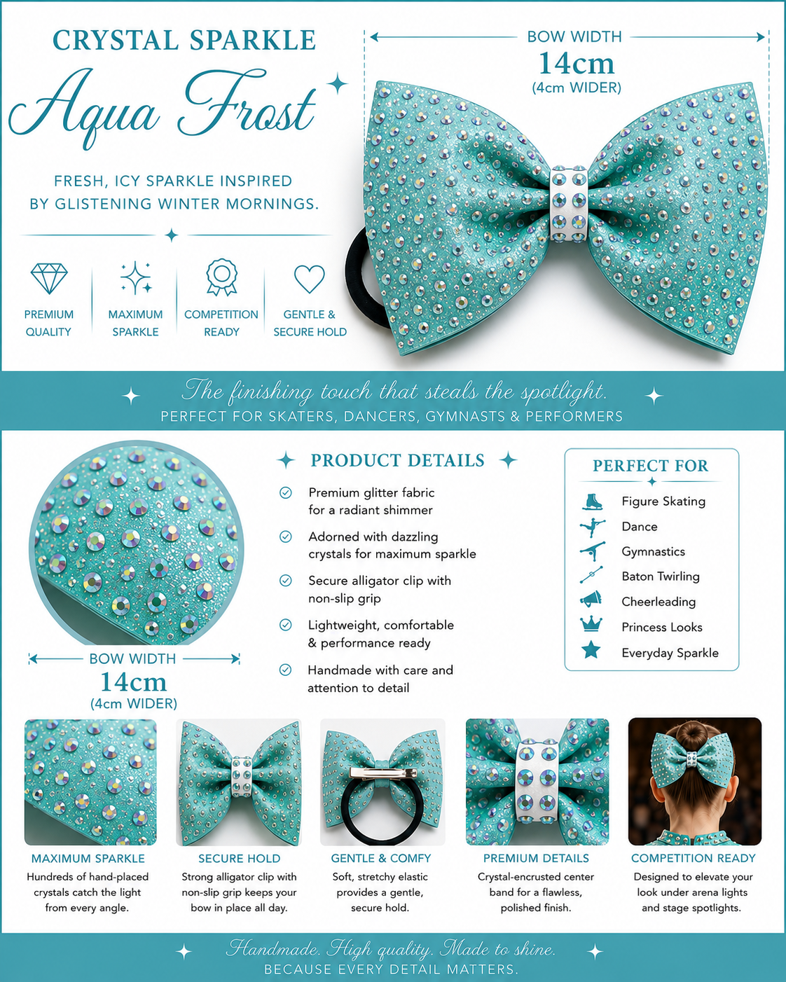 14 inch sparkle/ rhinestone bow
