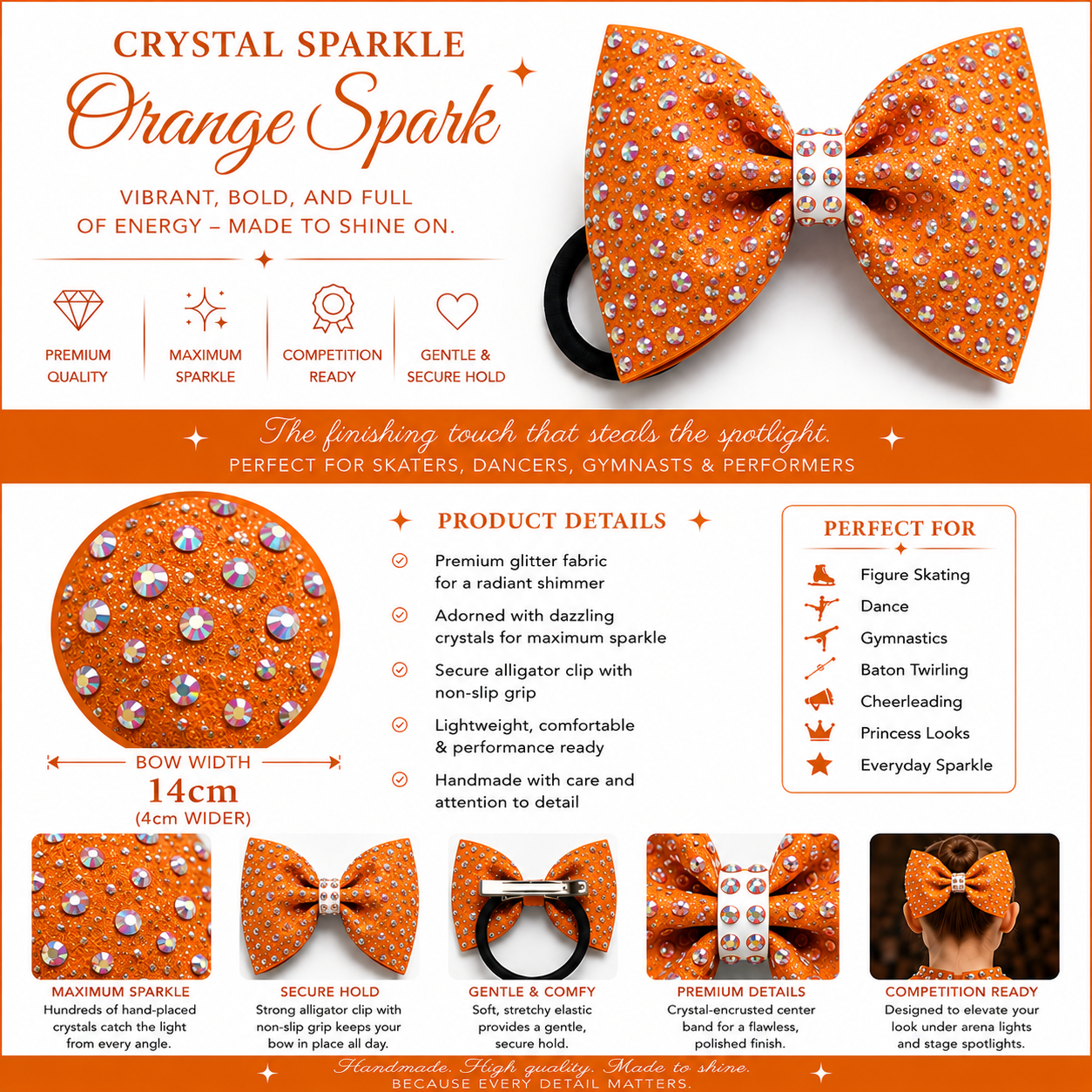 14 inch sparkle/ rhinestone bow